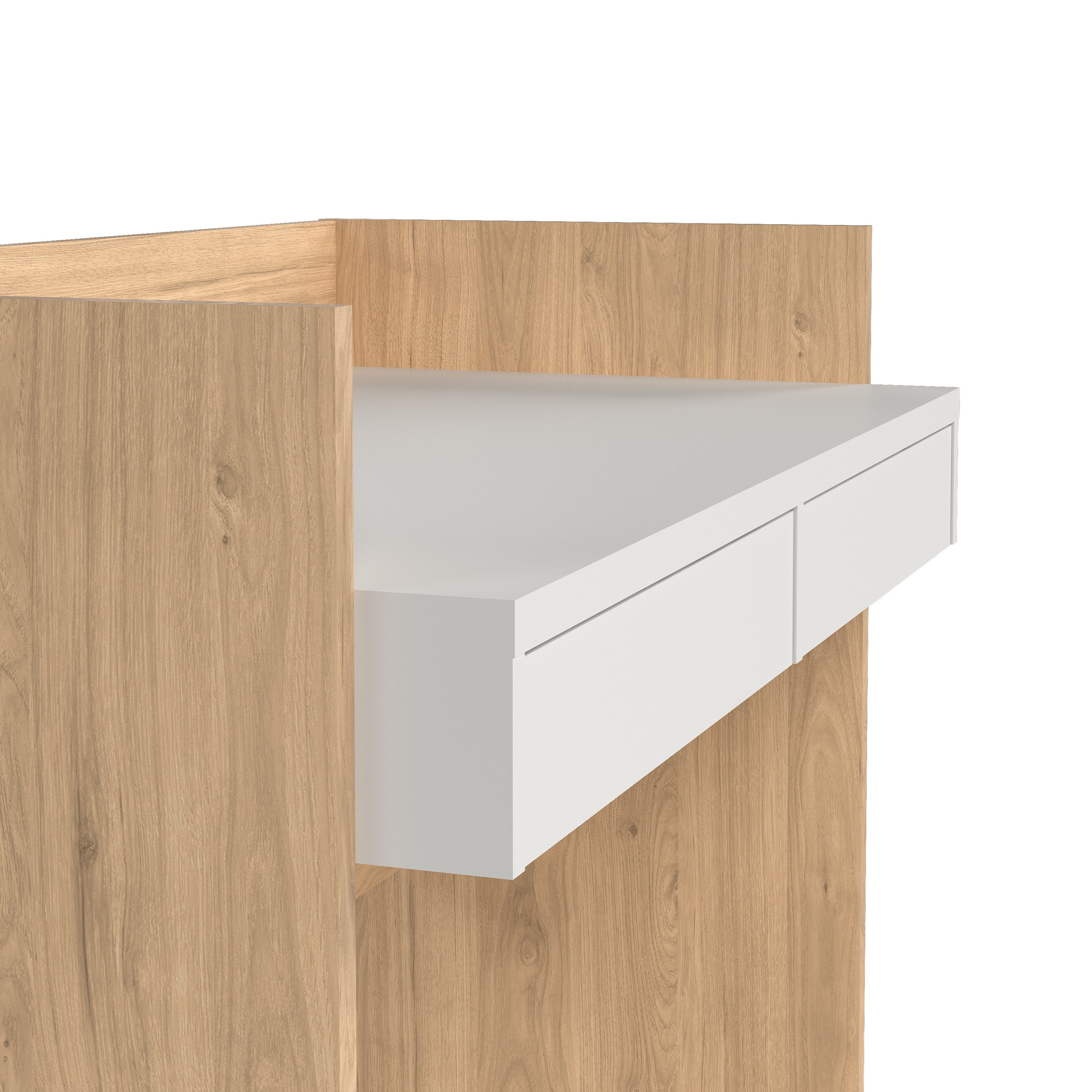 Function Plus Desk 2 Drawers In Jackson Hickory and White – FTG, view 7
