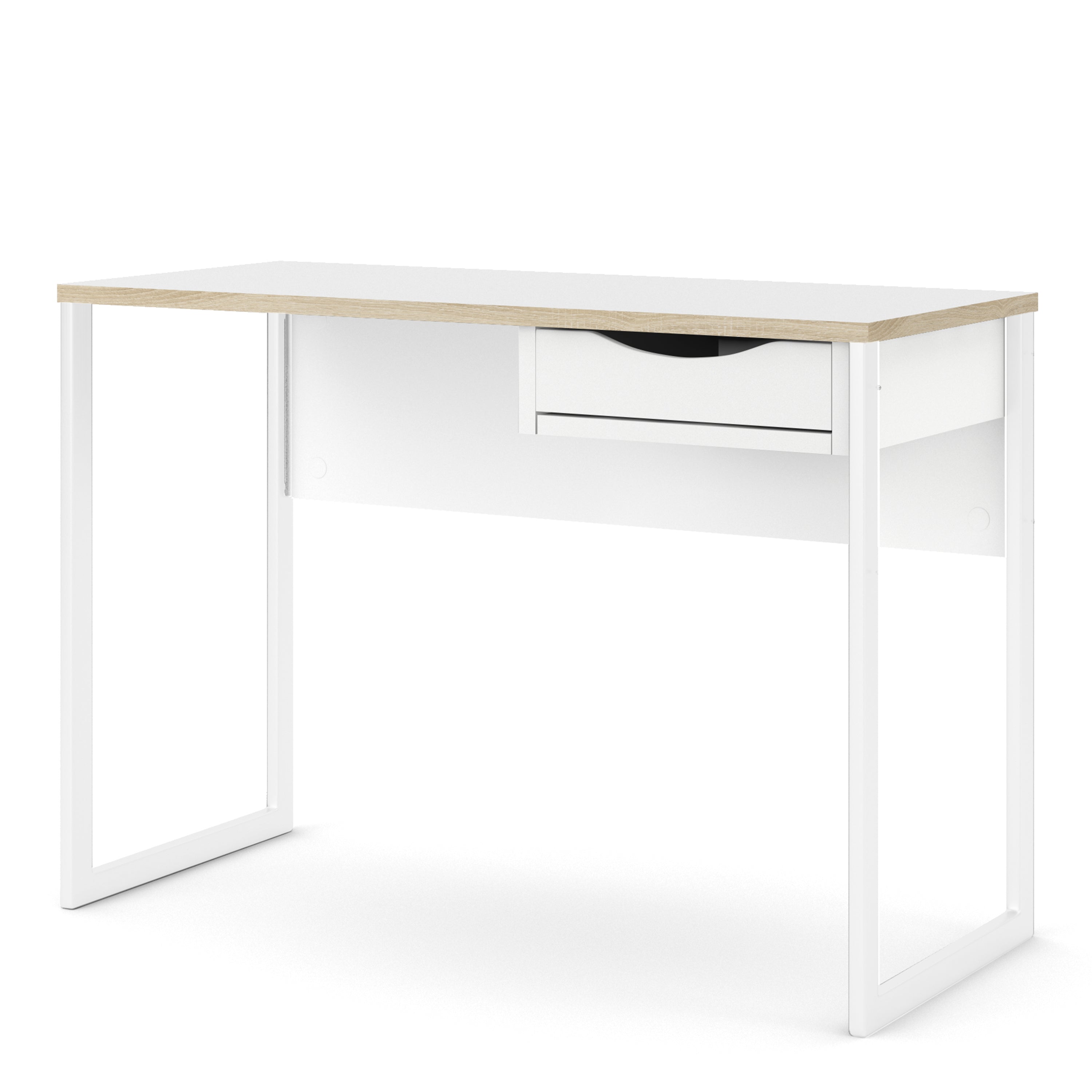 Function Plus Desk 1 Drawer in White with Oak Trim – FTG, view 3