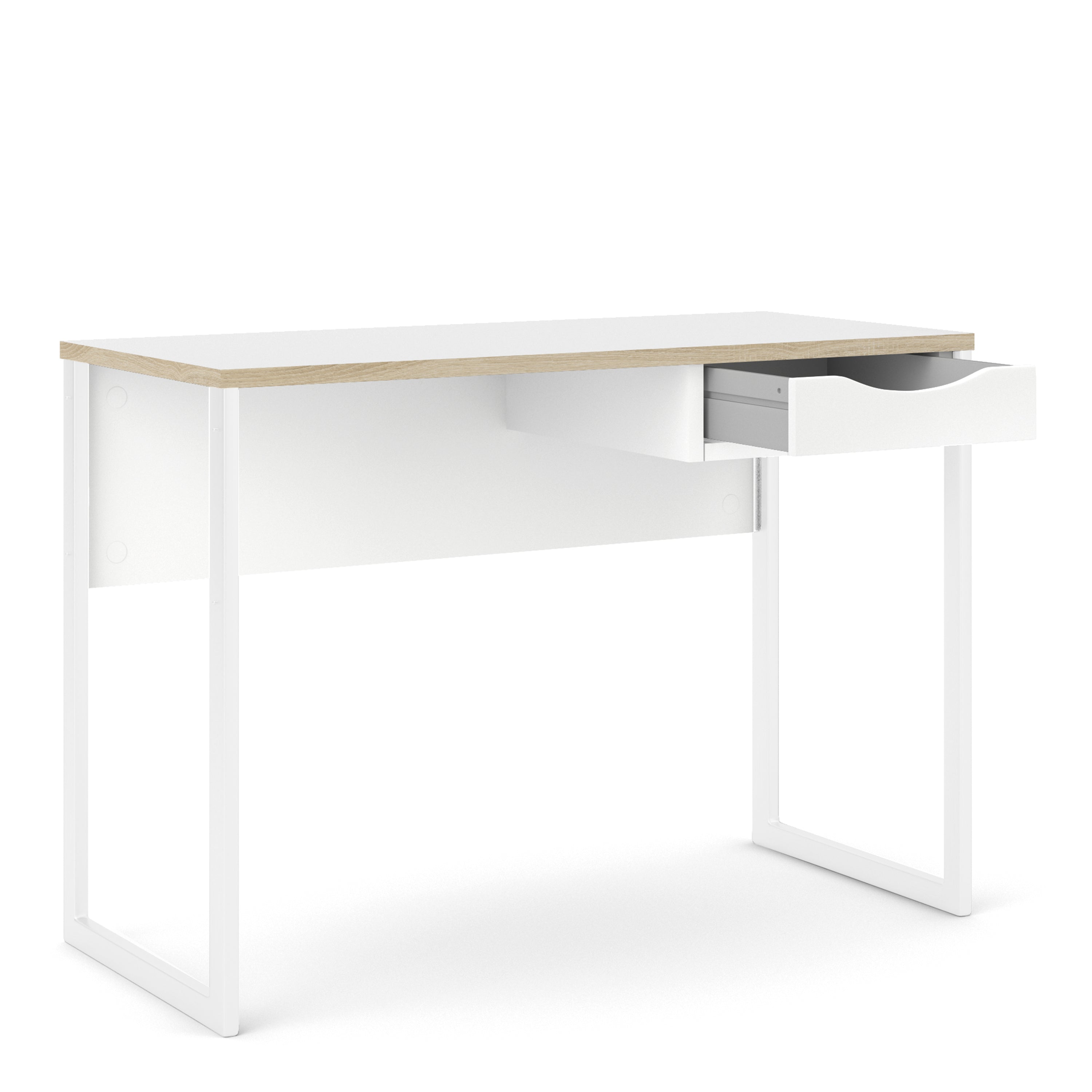 Function Plus Desk 1 Drawer in White with Oak Trim – FTG, view 4