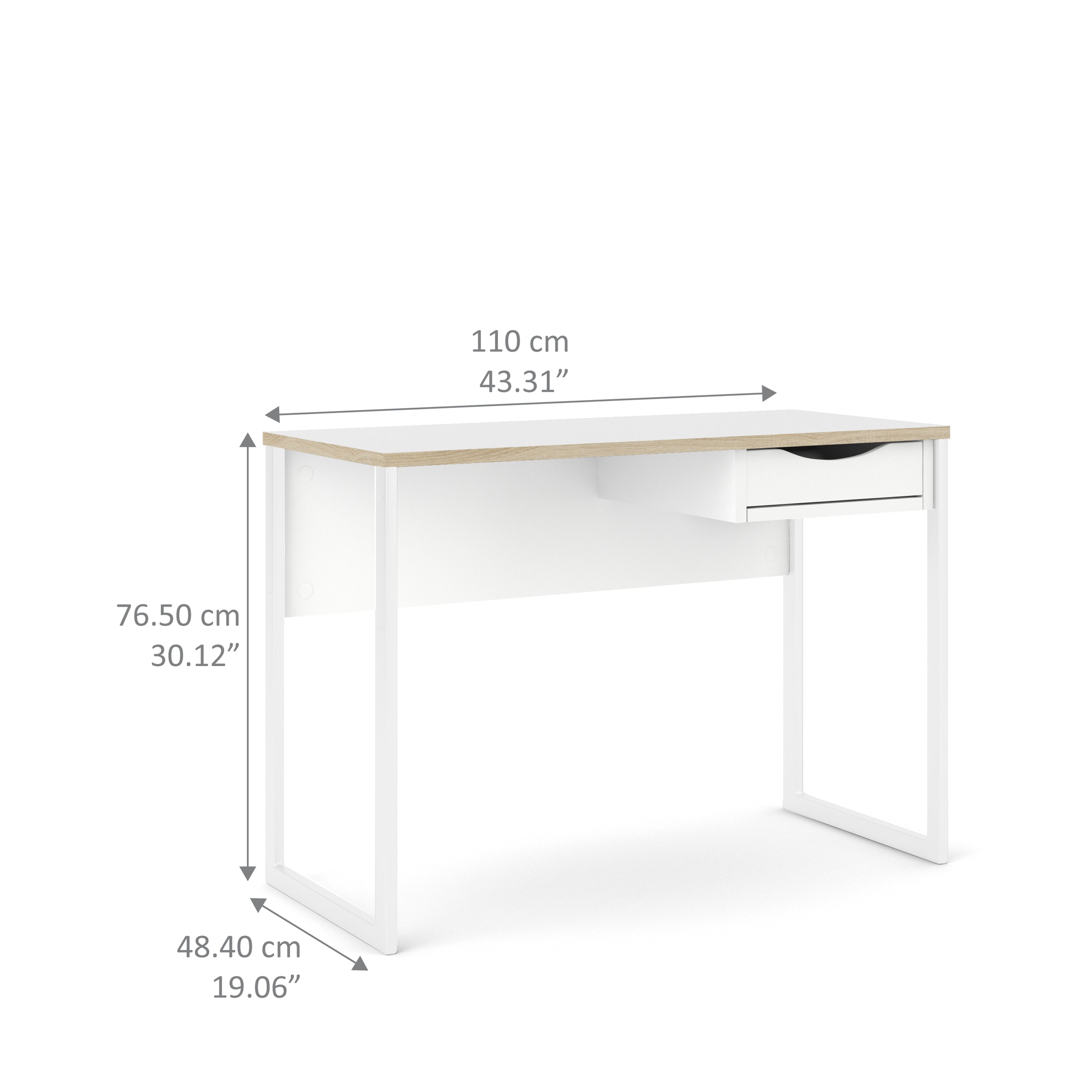 Function Plus Desk 1 Drawer in White with Oak Trim – FTG, view 9