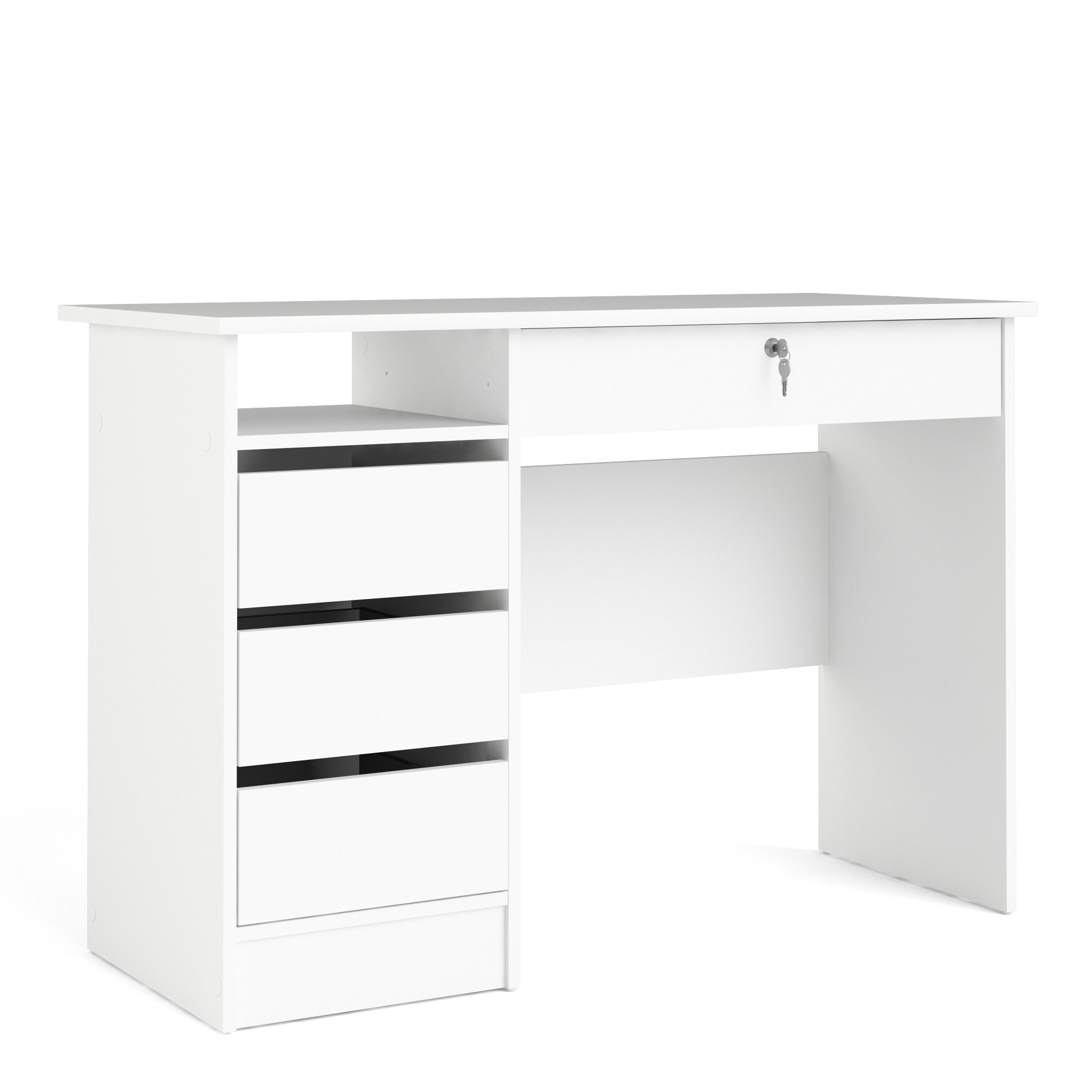 Function Plus 4 Drawer Desk Handleless Drawer in White – FTG
