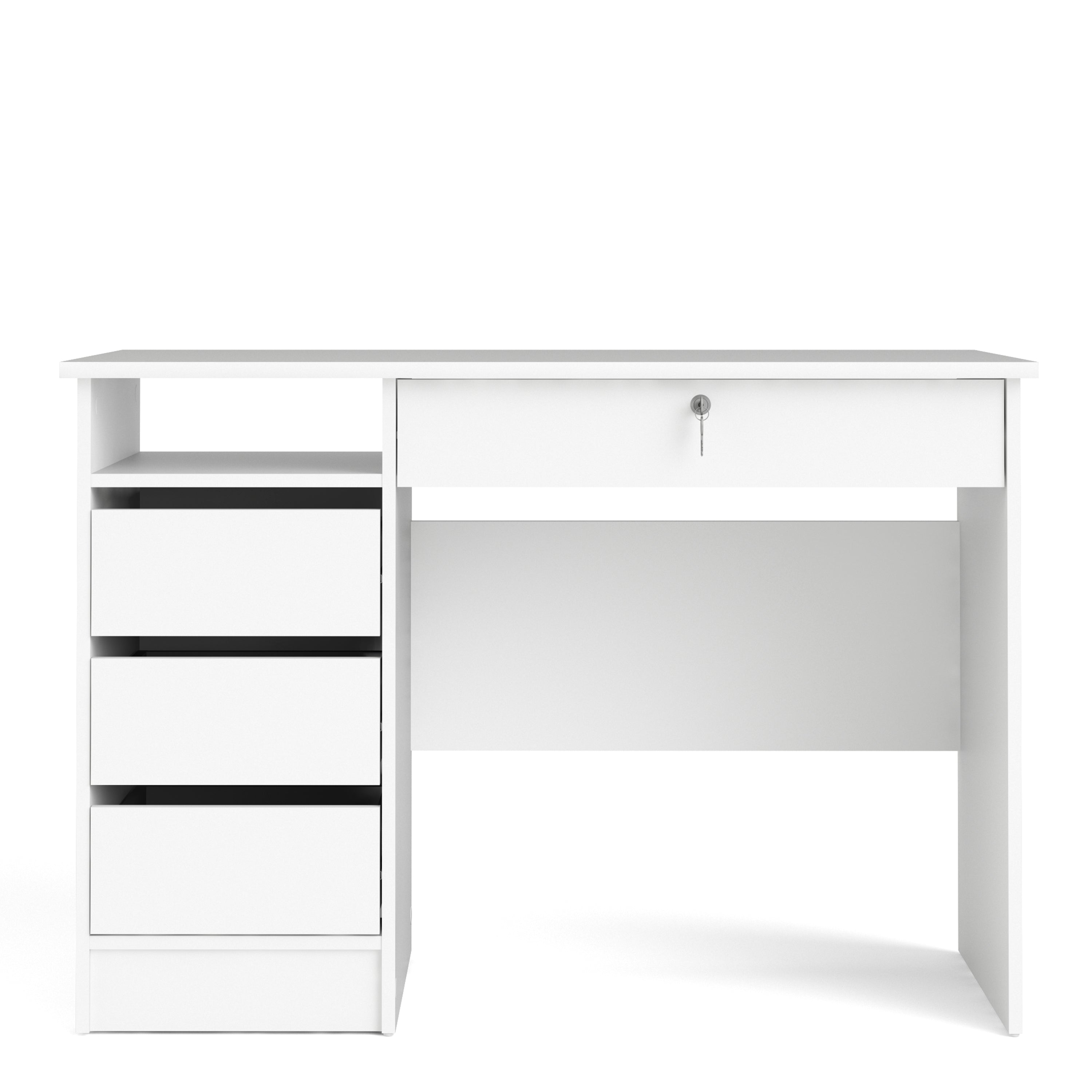Function Plus 4 Drawer Desk Handleless Drawer in White – FTG, view 2