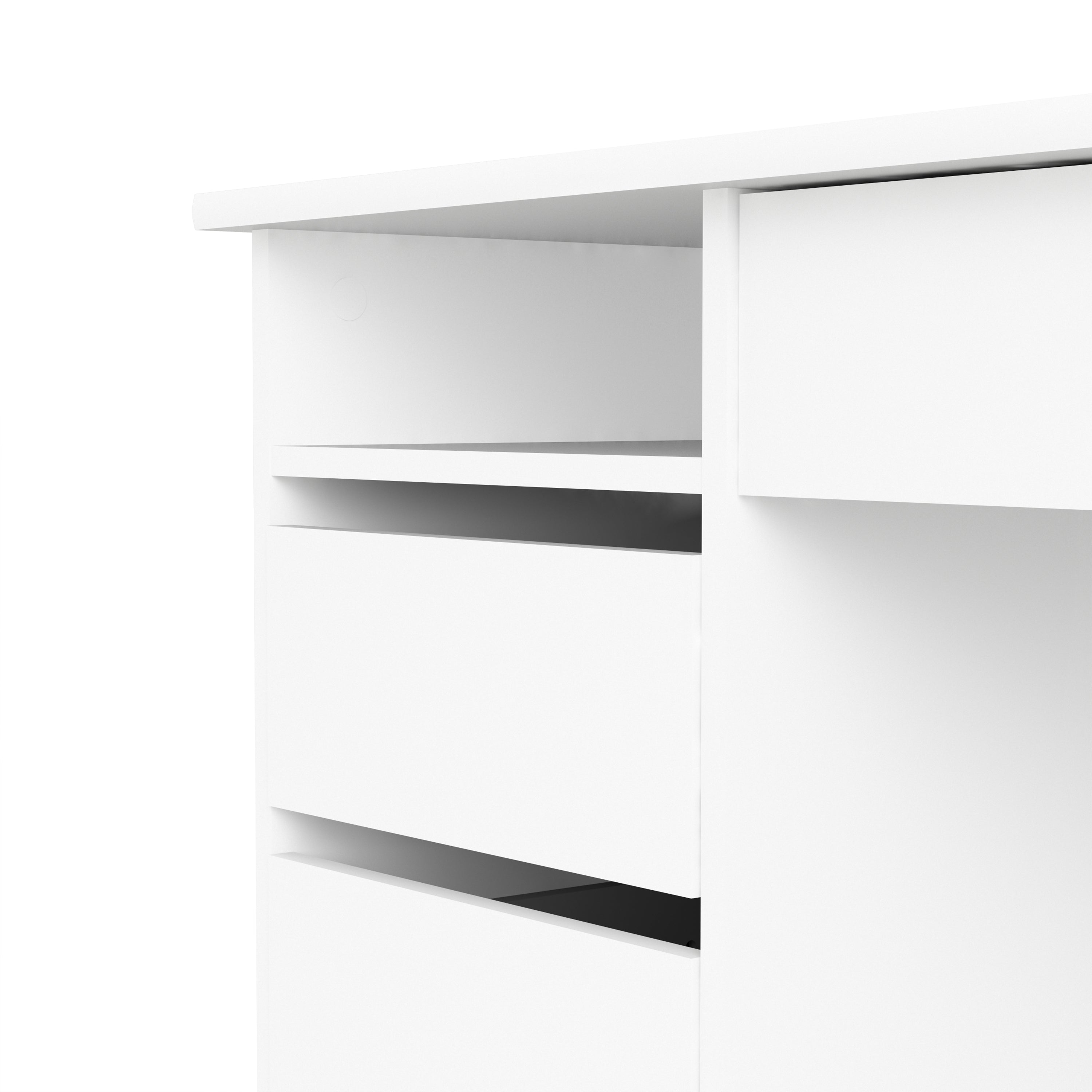 Function Plus 4 Drawer Desk Handleless Drawer in White – FTG, view 6
