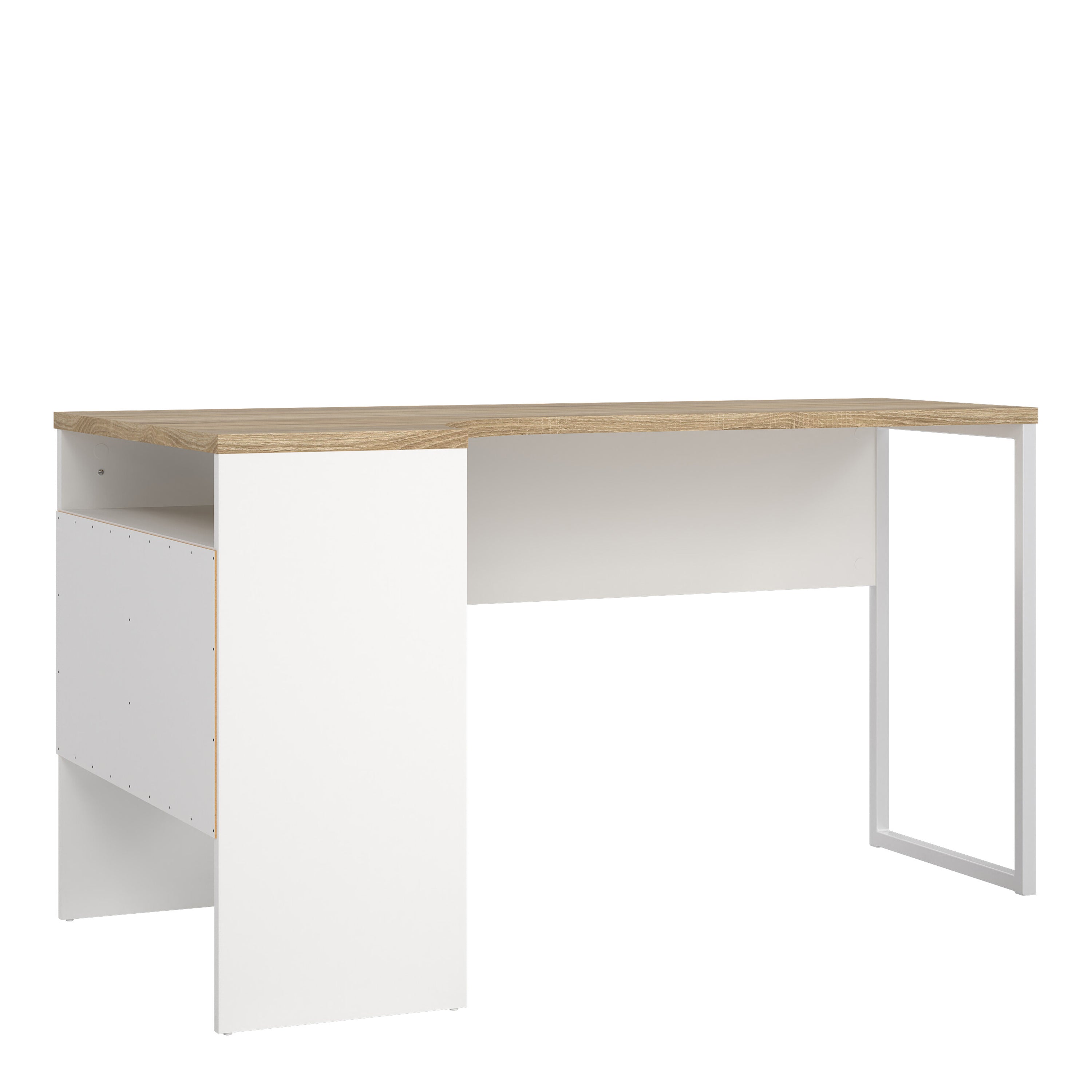 Function Plus Corner Desk 2 Drawers in White and Oak – FTG, view 3