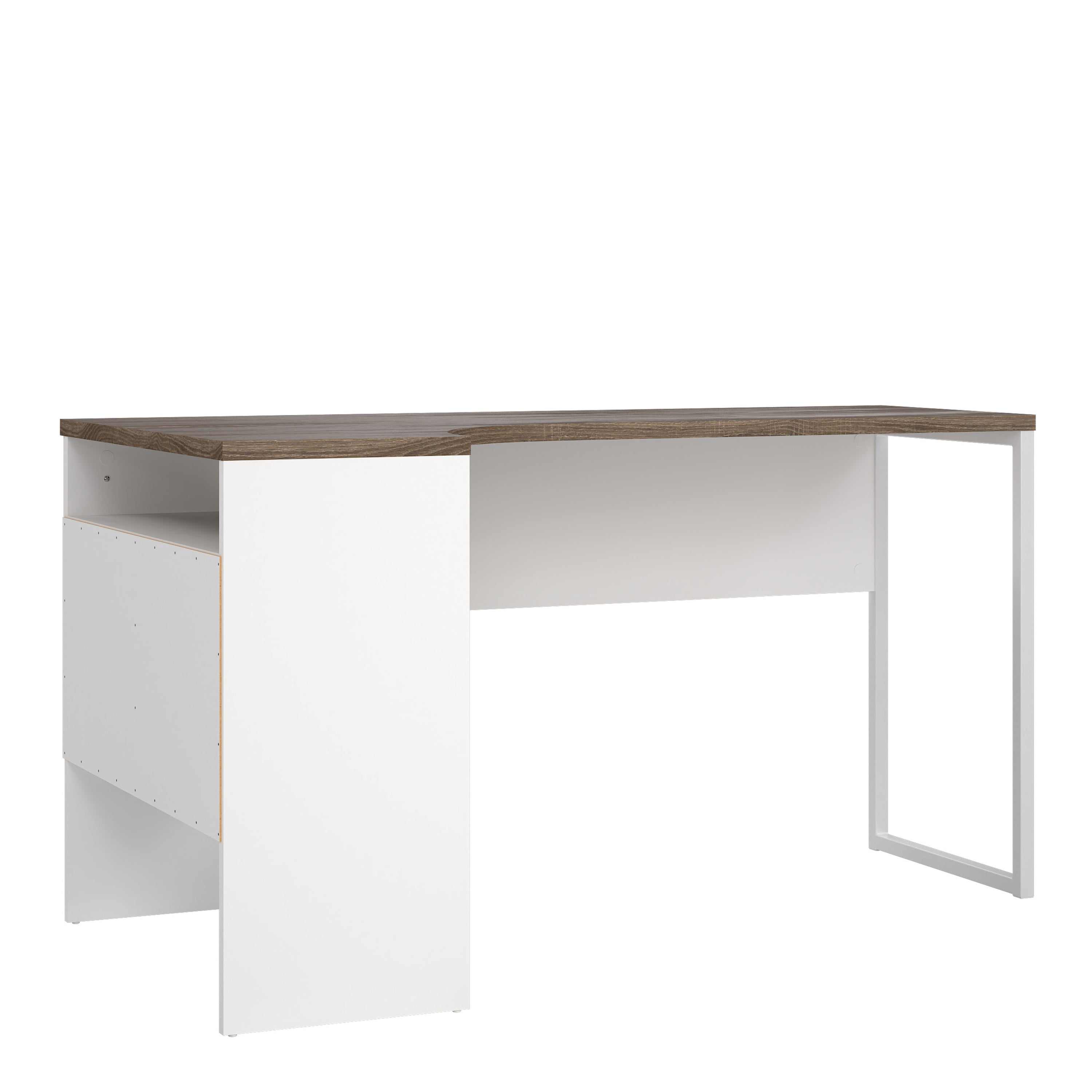 Function Plus Corner Desk 2 Drawers in White and Truffle Oak – FTG, view 3