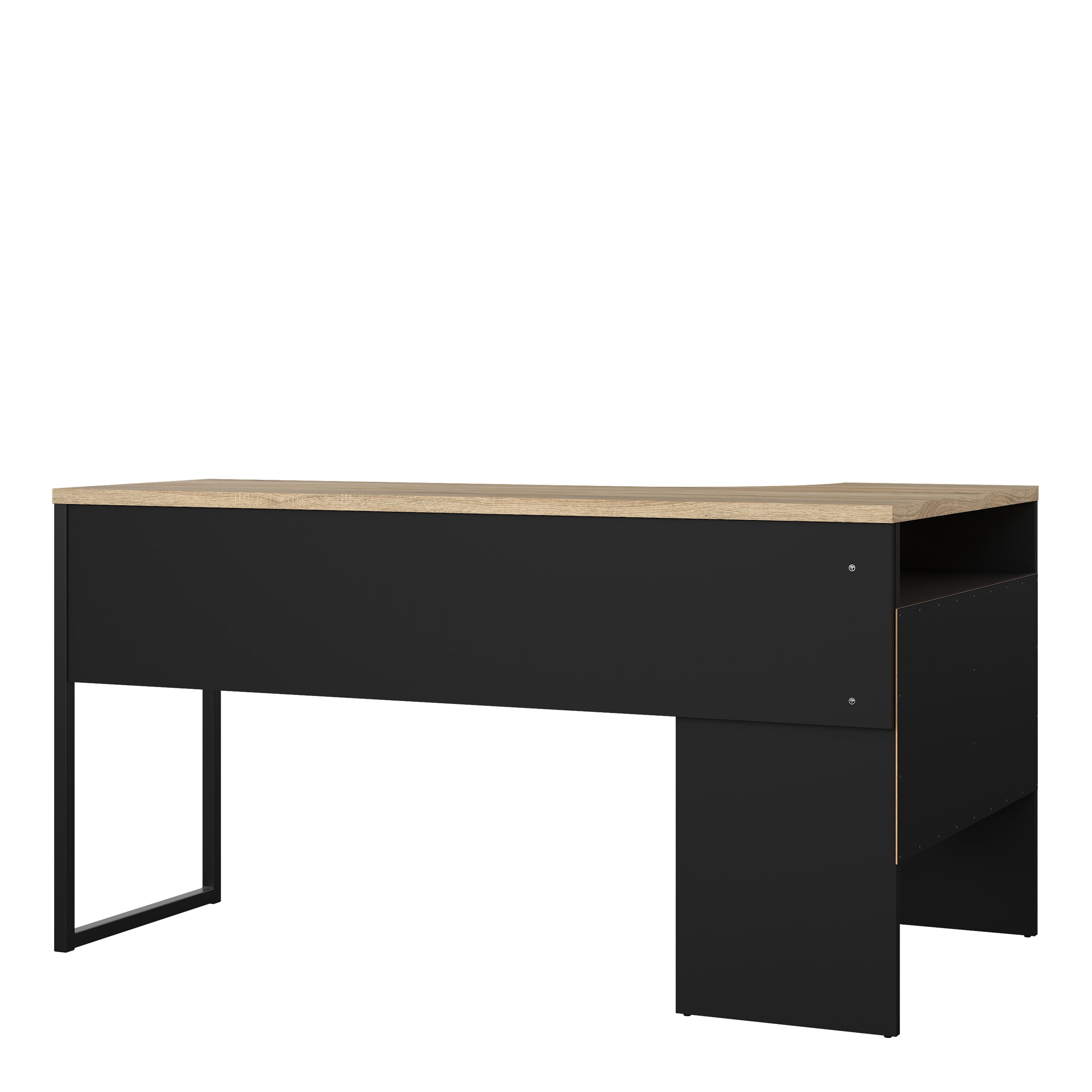 Function Plus Corner Desk 2 Drawers in Black Matt and Oak – FTG, view 4