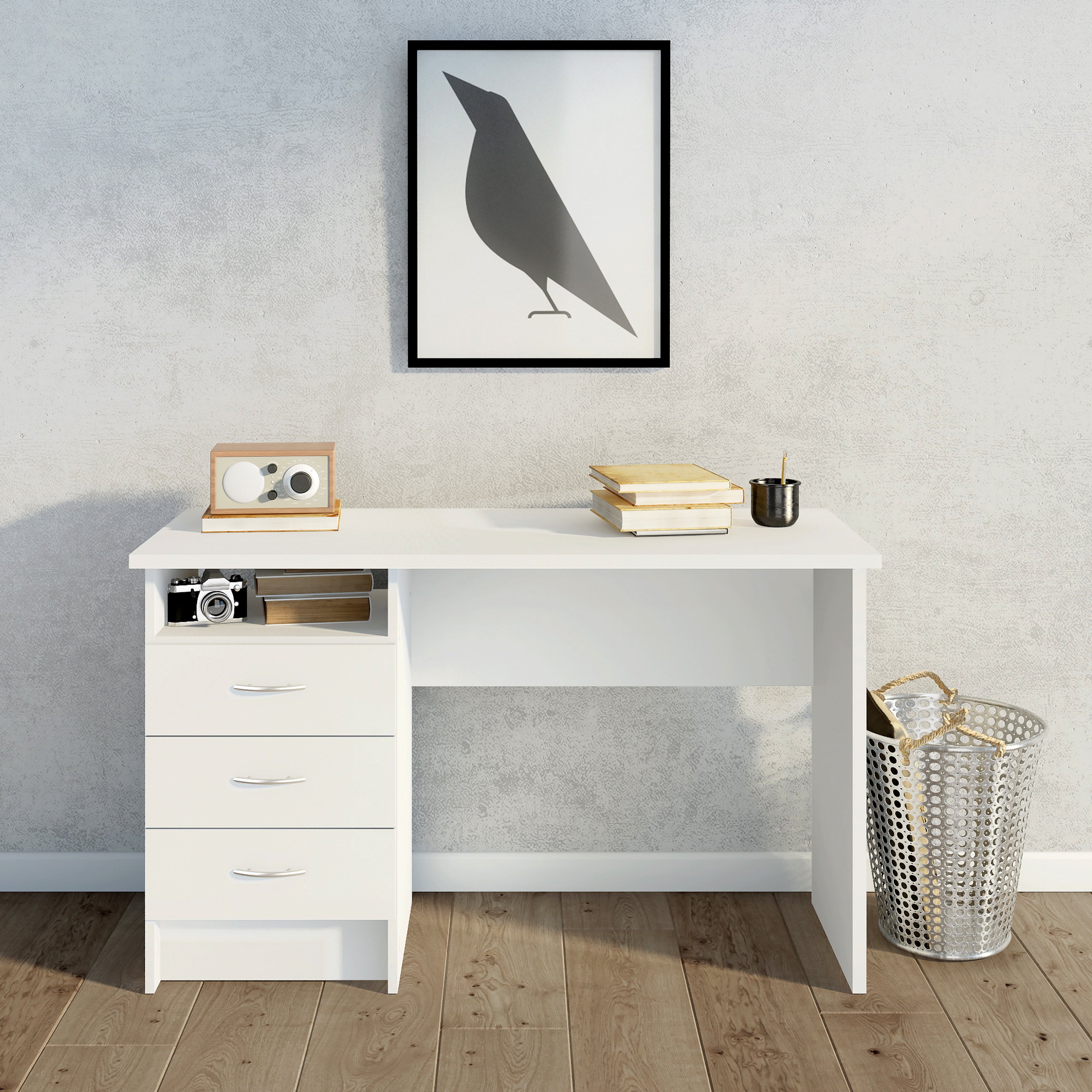 Function Plus Desk 3 Drawers in White – FTG, view 4