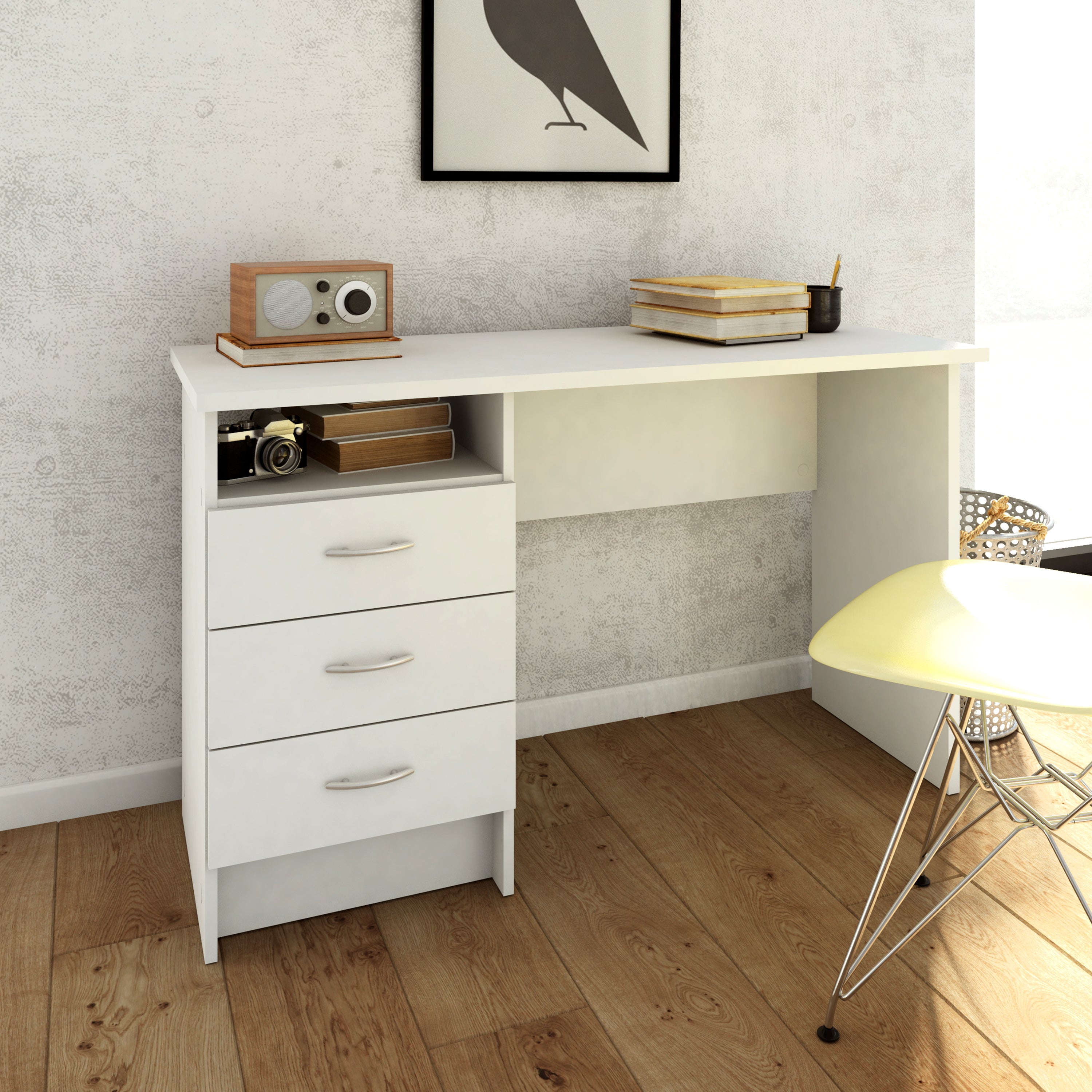 Function Plus Desk 3 Drawers in White – FTG, view 5