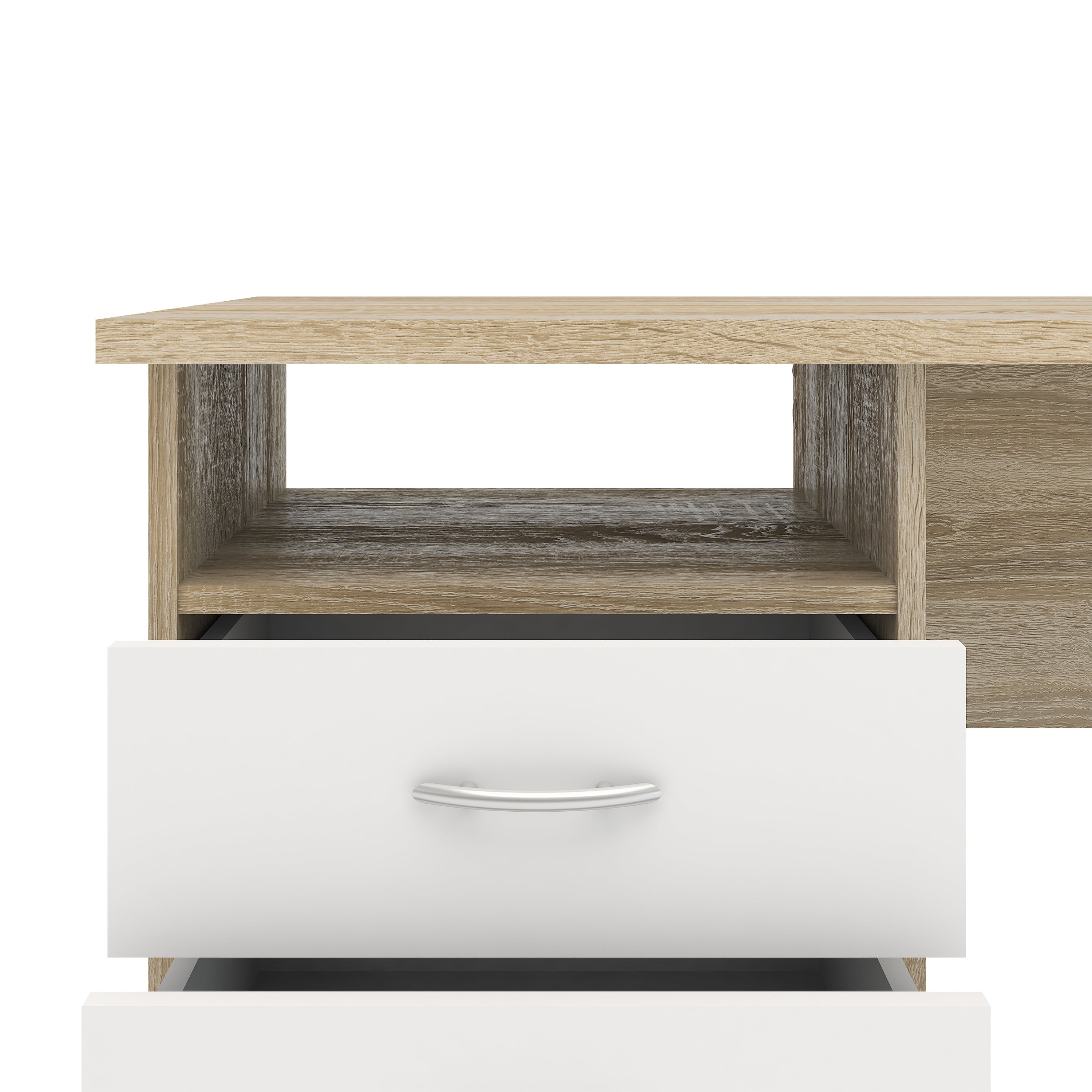 Function Plus Oak Desk 3 White Drawers – FTG, view 11