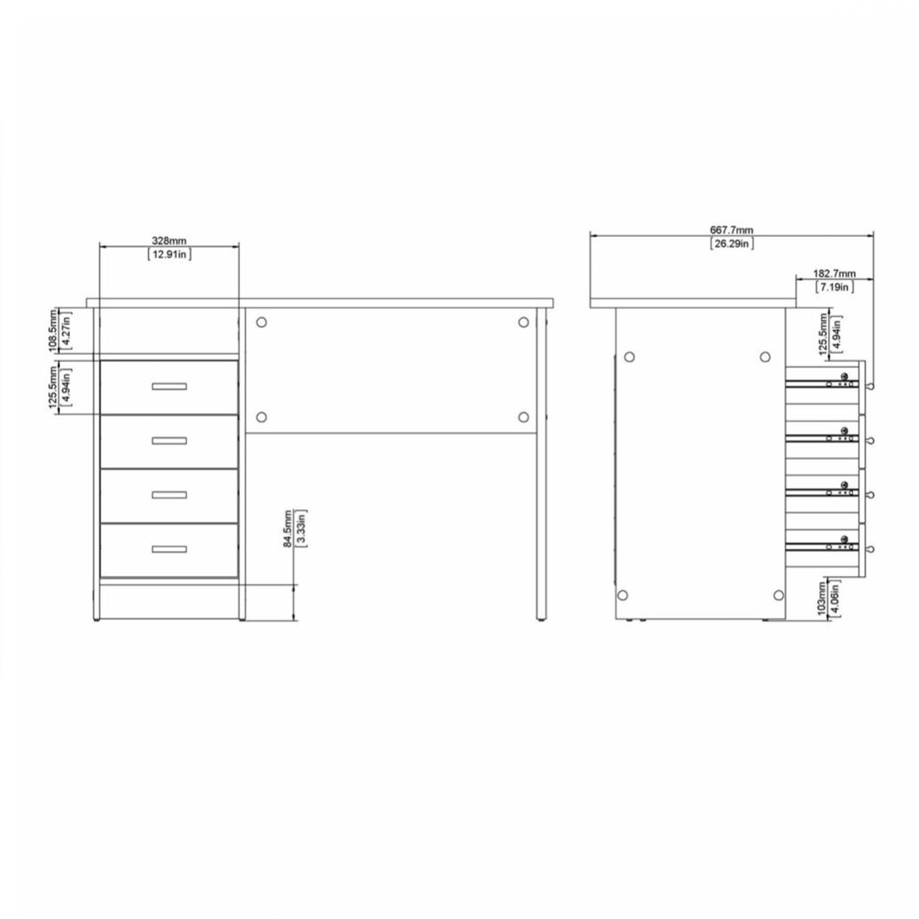 Function Plus 4 Drawer Desk in Oak – FTG, view 9