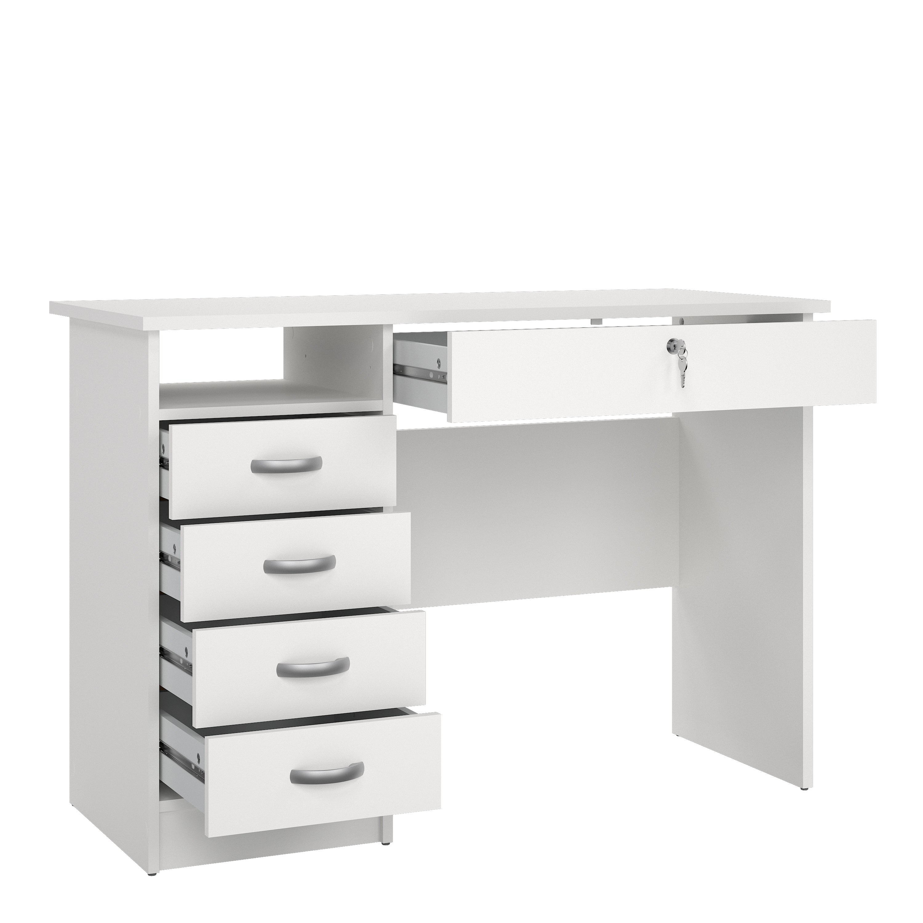 Function Plus Desk 5 Drawers in White – FTG, view 4