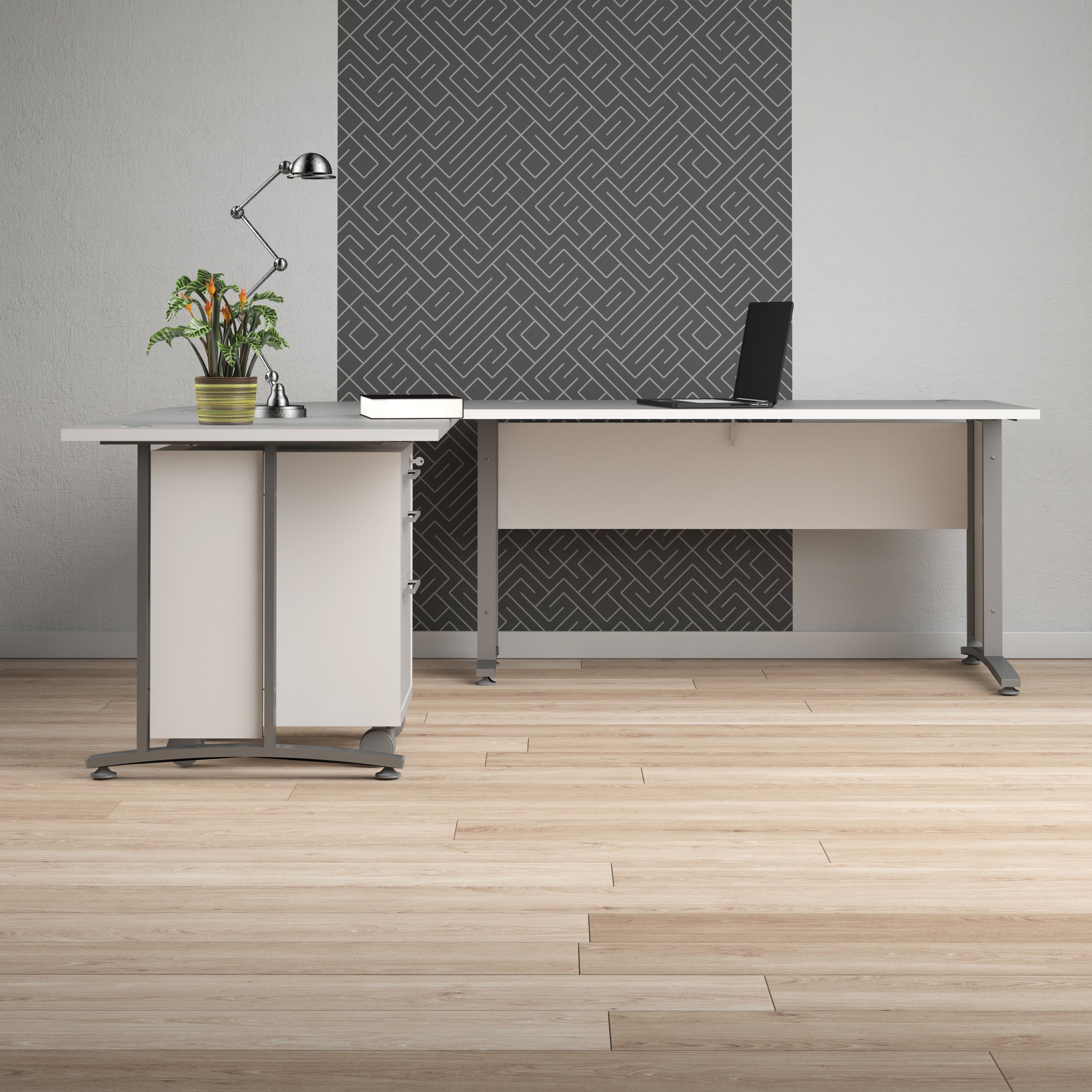 Prima Desk 150cm in White with Silver Grey Steel Legs – FTG, view 8