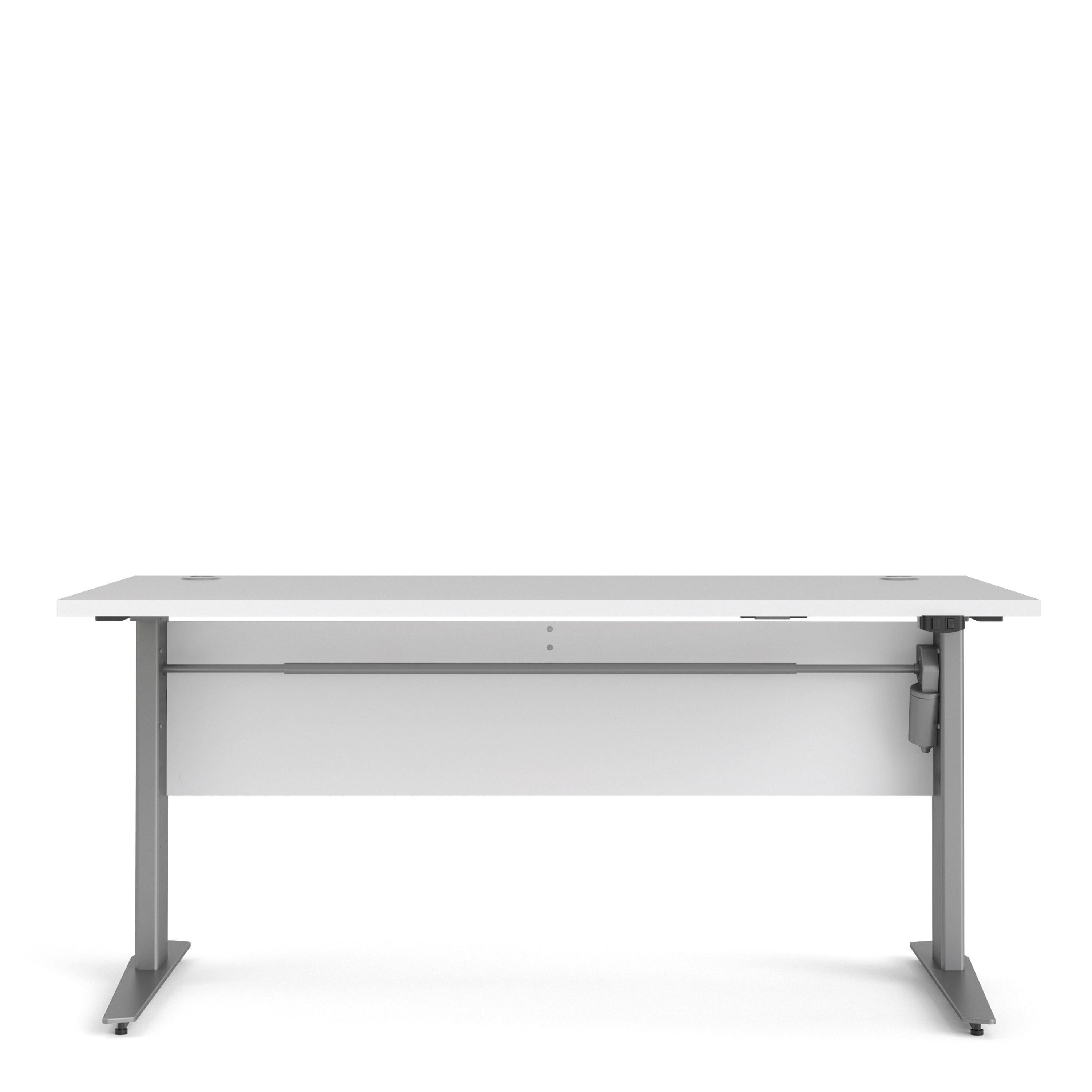 Prima Desk 150cm in White with Height Adjustable Legs with Electric Control in Silver Grey Steel – FTG, view 2