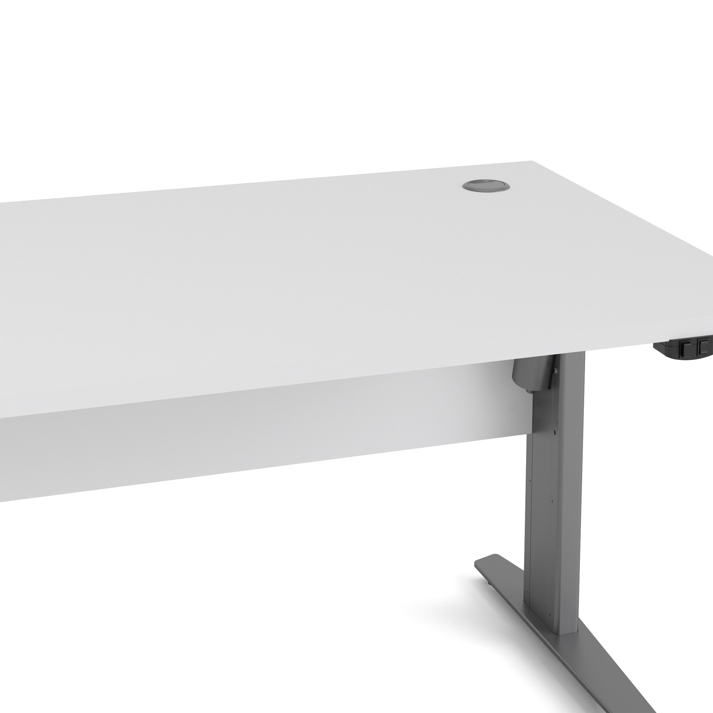 Prima Desk 150cm in White with Height Adjustable Legs with Electric Control in Silver Grey Steel – FTG, view 7