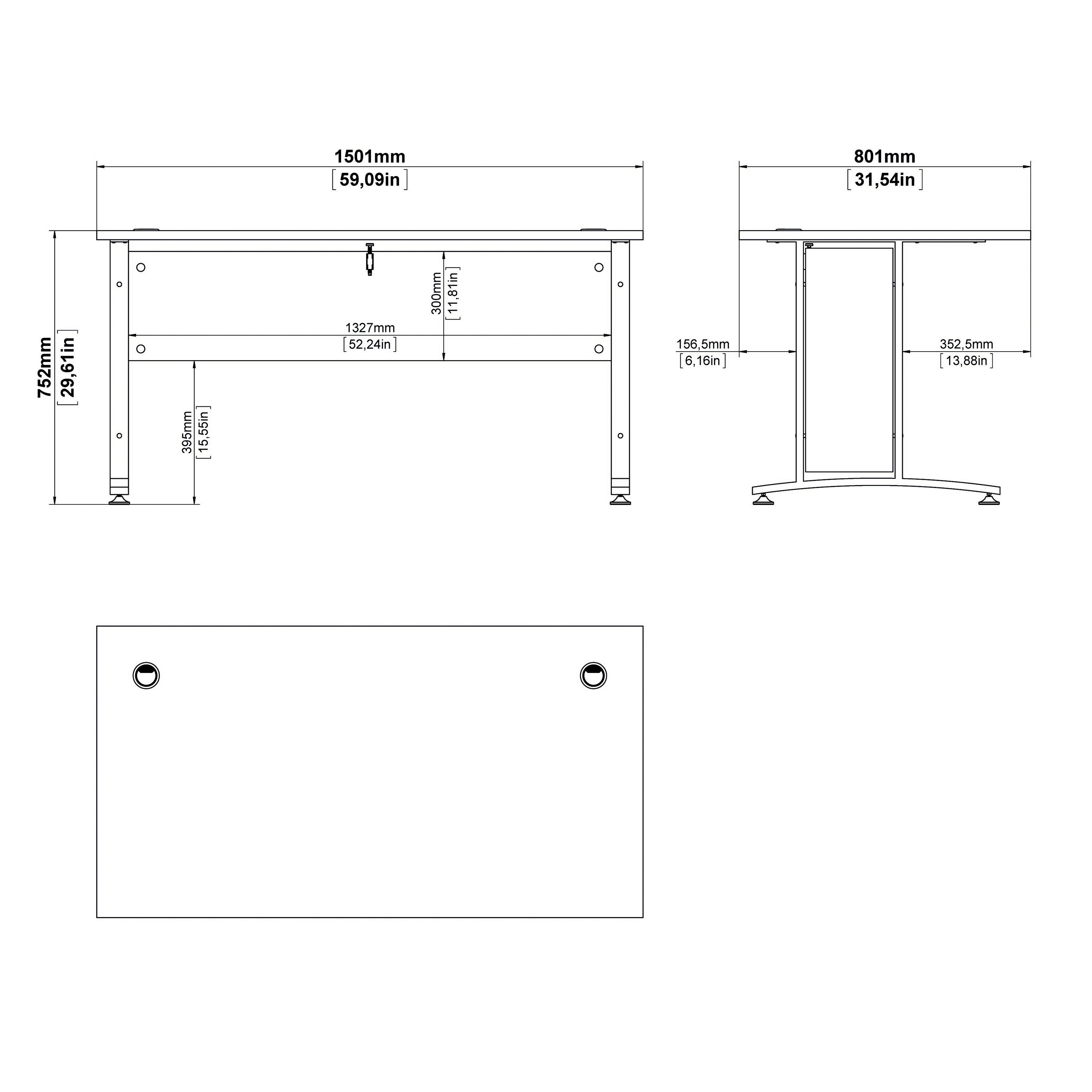 Prima Desk 150cm in White with White Legs – FTG, view 5