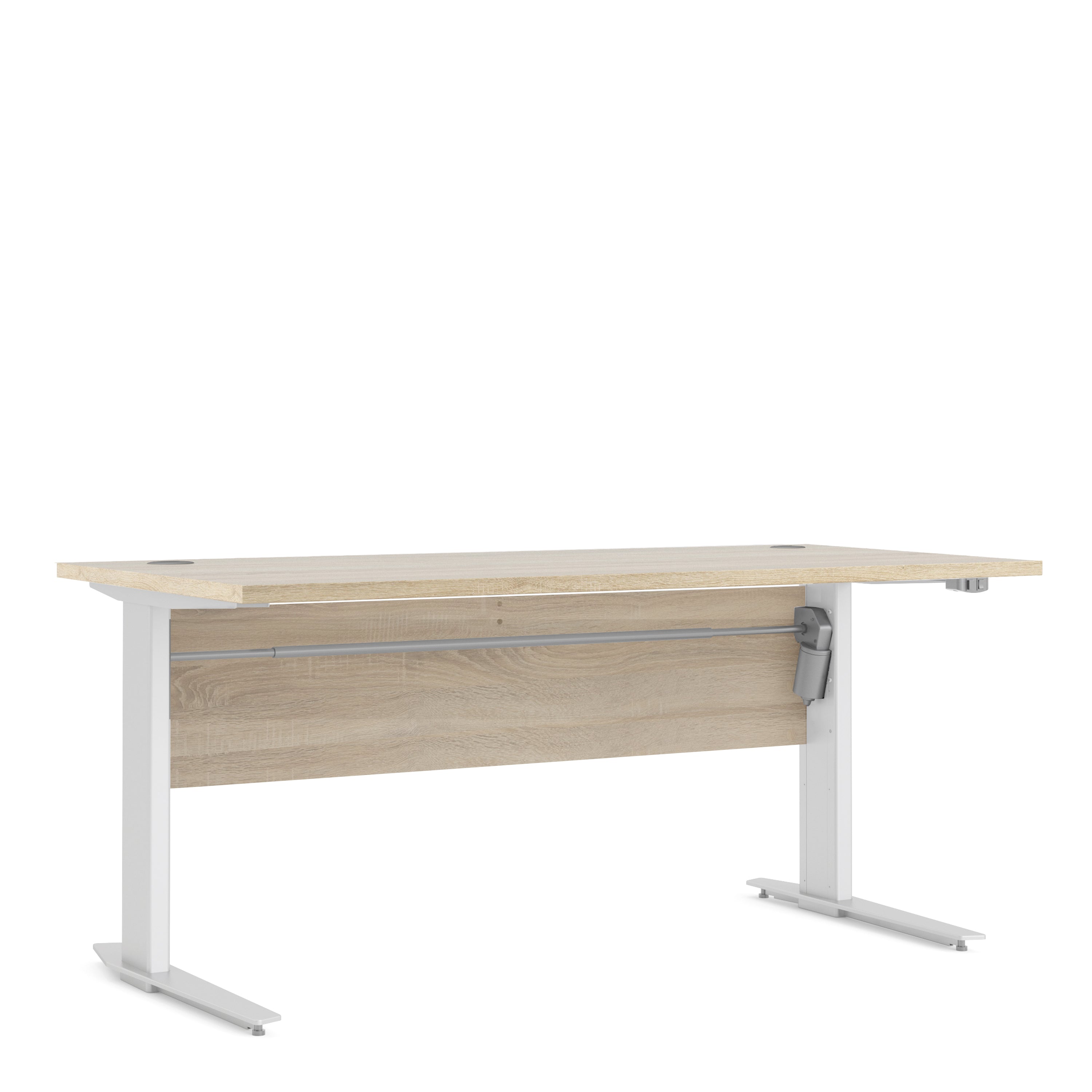 Prima Desk 150cm in Oak with Height Adjustable Legs with Electric Control in White – FTG