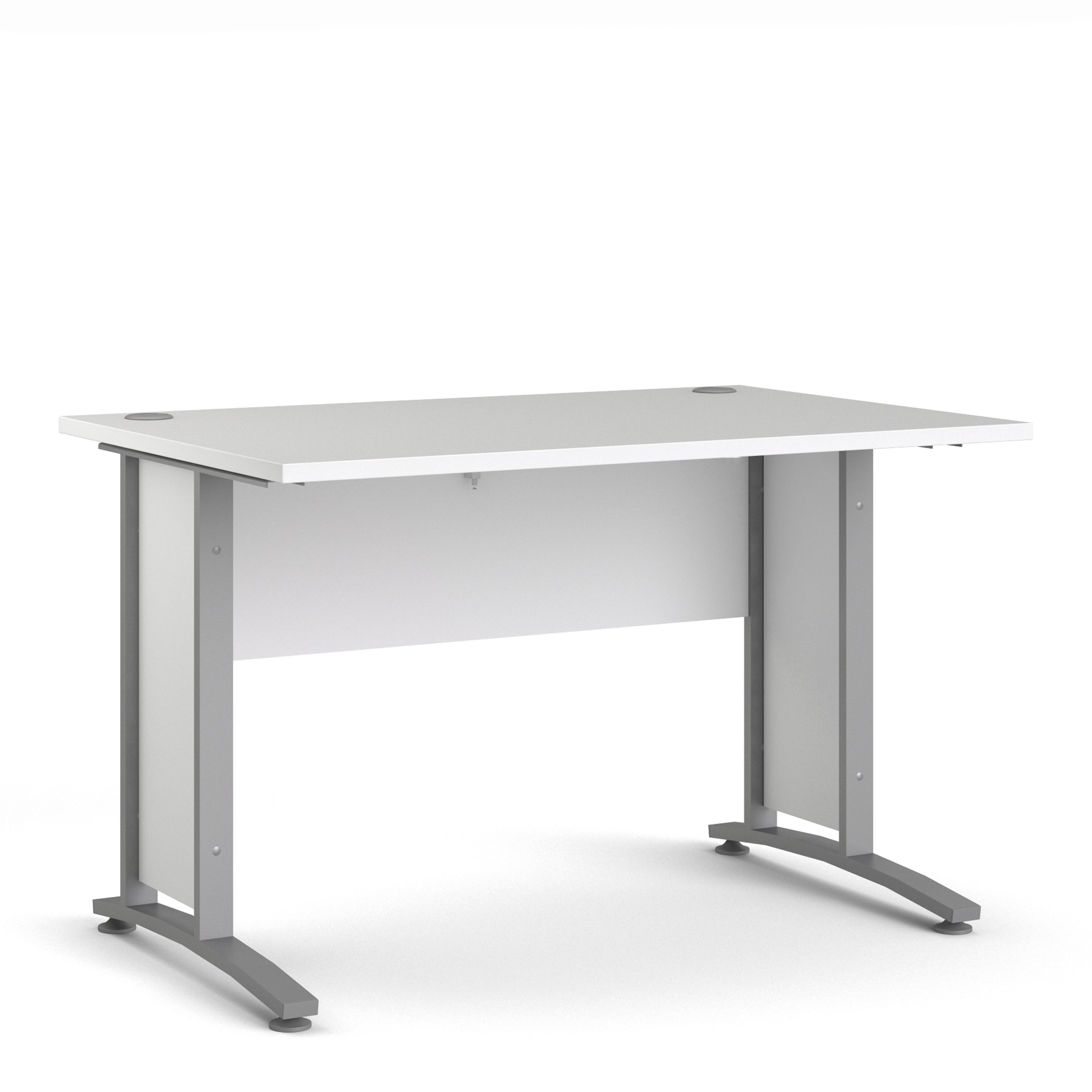 Prima Desk 120cm in White with Silver Grey Steel Legs – FTG
