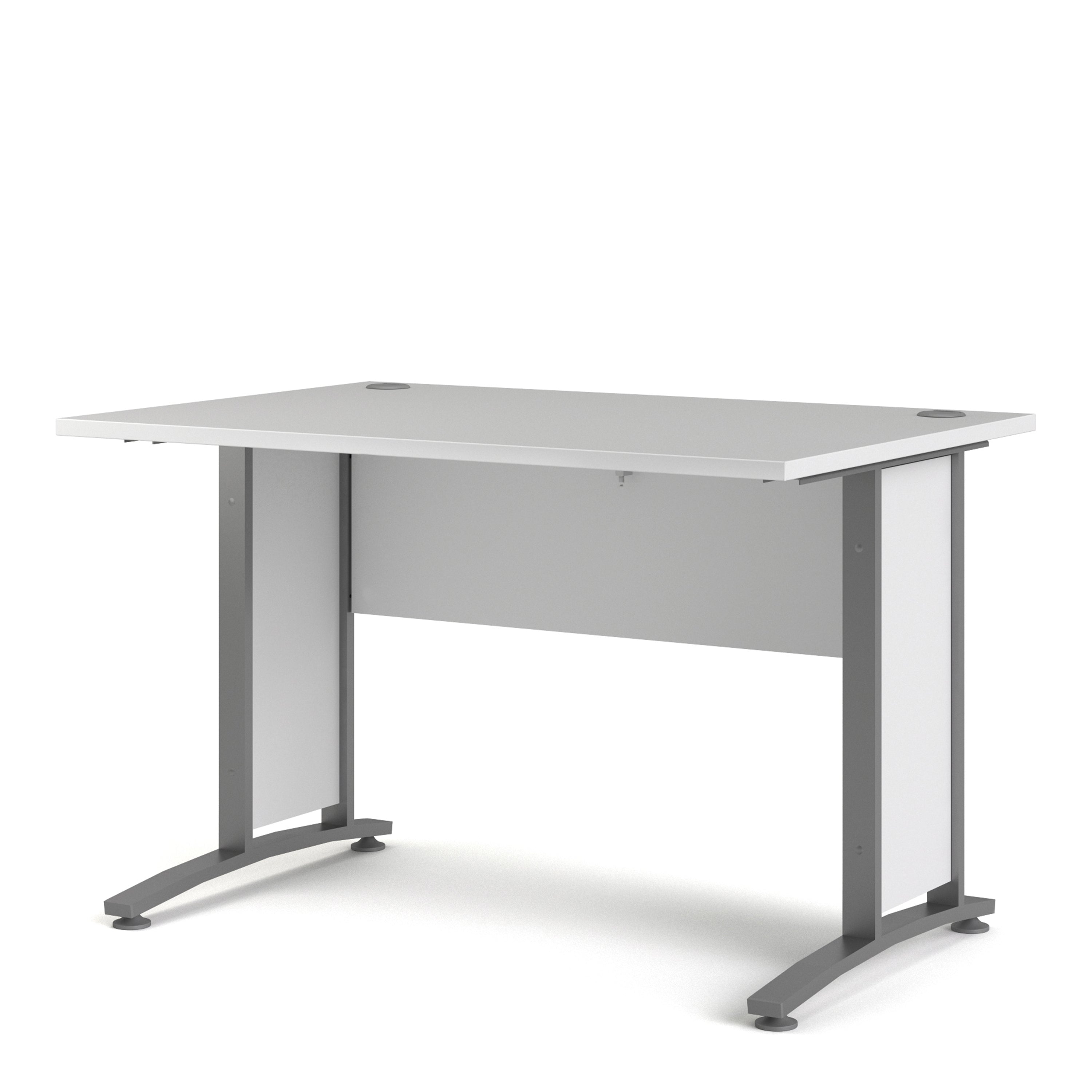 Prima Desk 120cm in White with Silver Grey Steel Legs – FTG, view 3