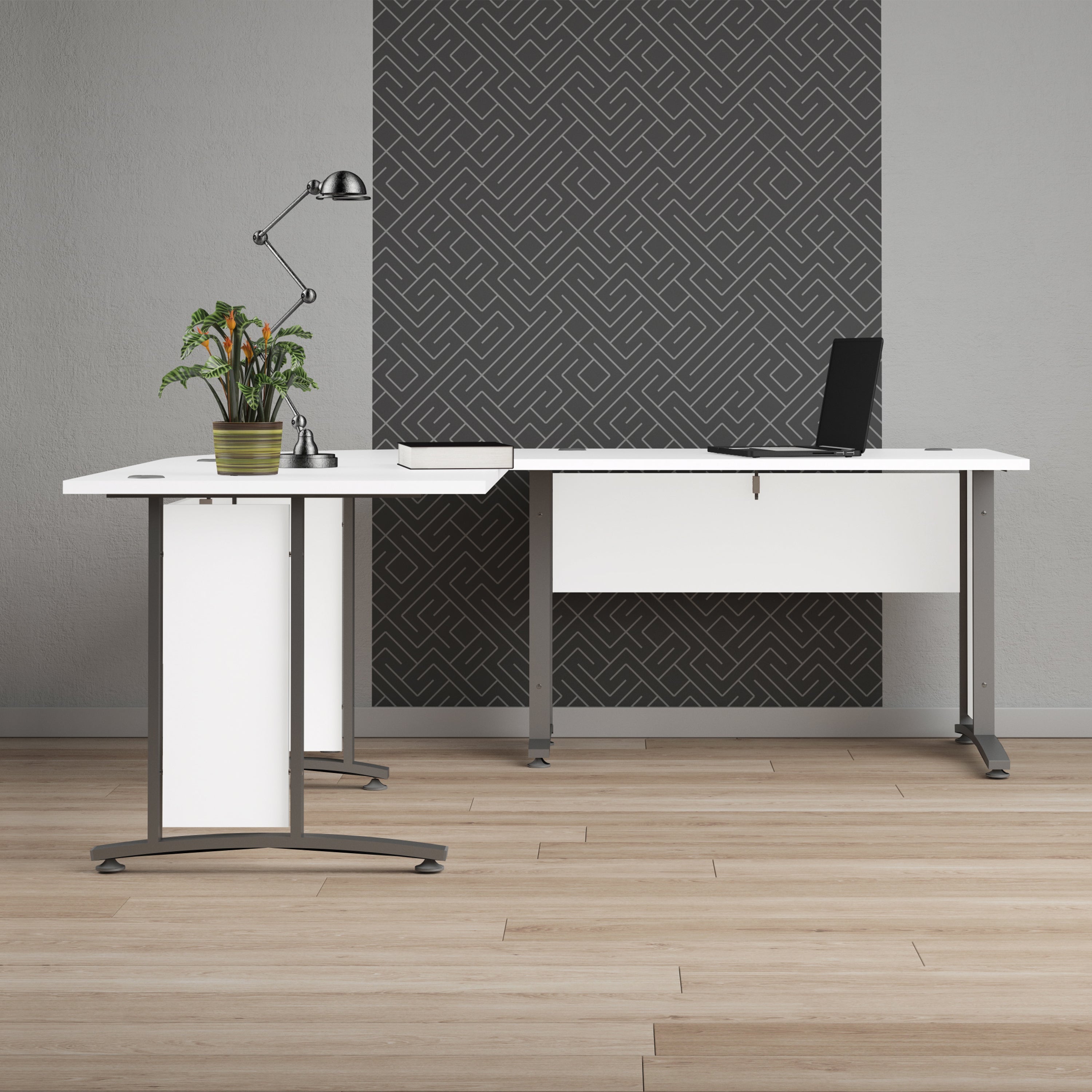 Prima Desk 120cm in White with Silver Grey Steel Legs – FTG, view 6