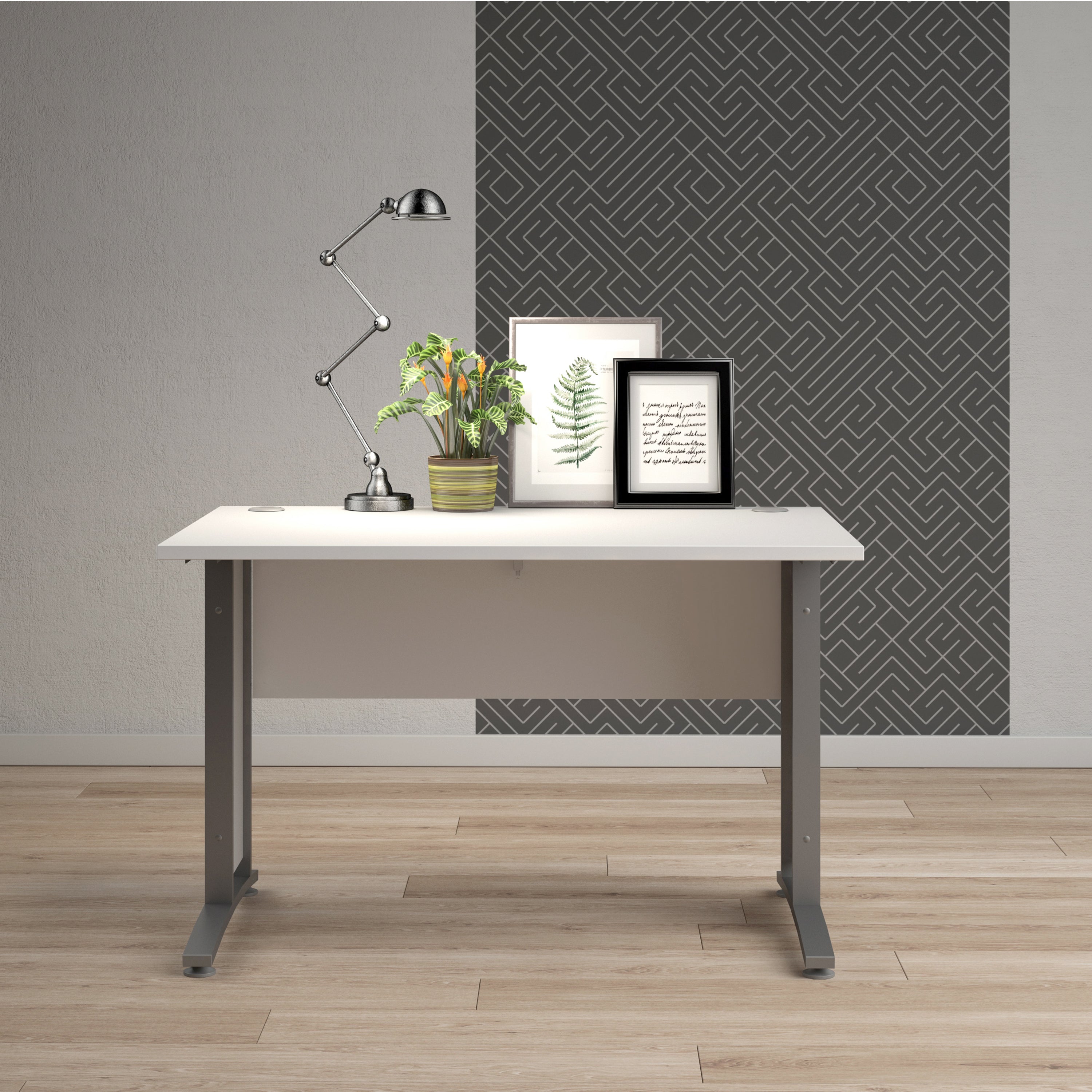 Prima Desk 120cm in White with Silver Grey Steel Legs – FTG, view 7