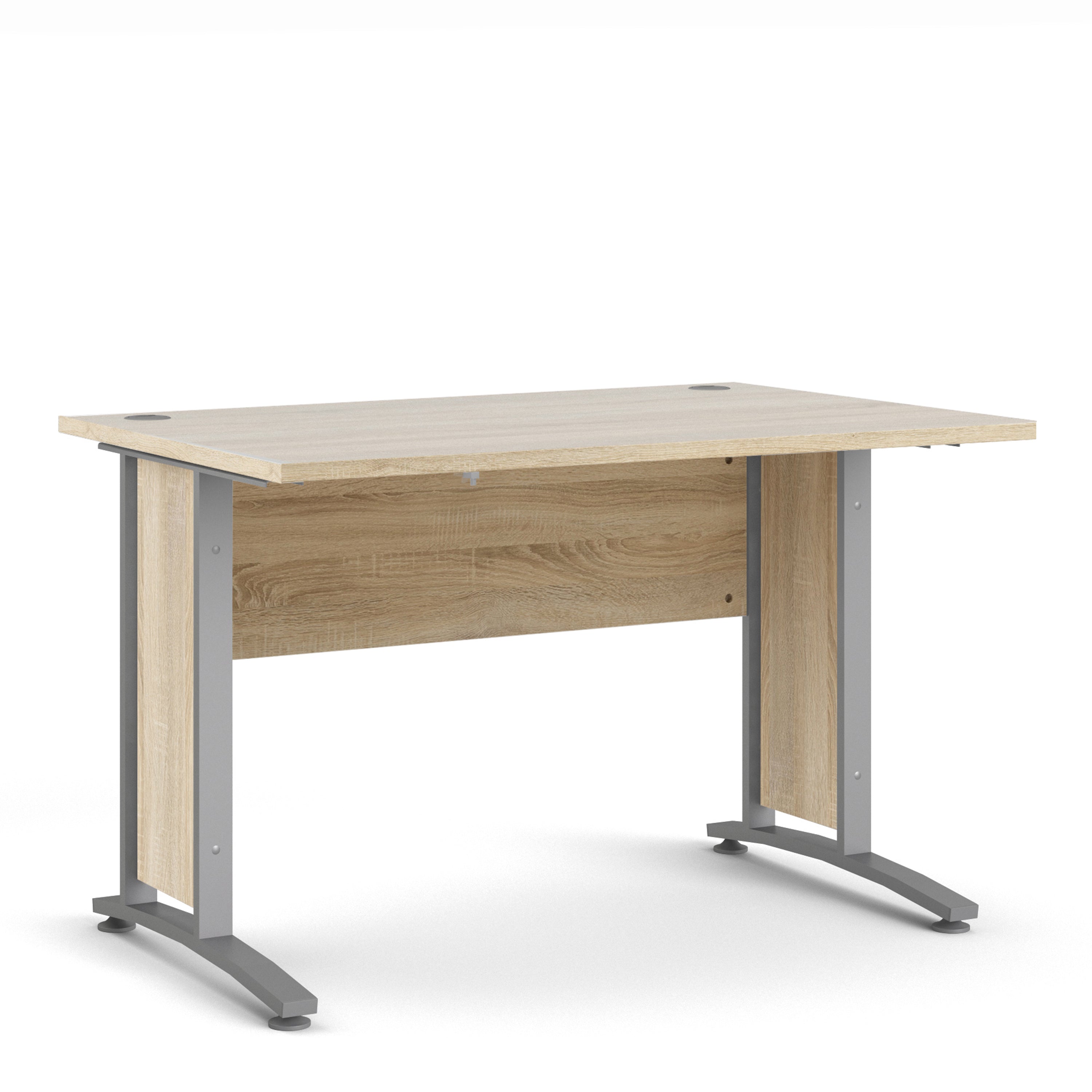 Prima Desk 120cm in Oak with Silver Grey Steel Legs – FTG