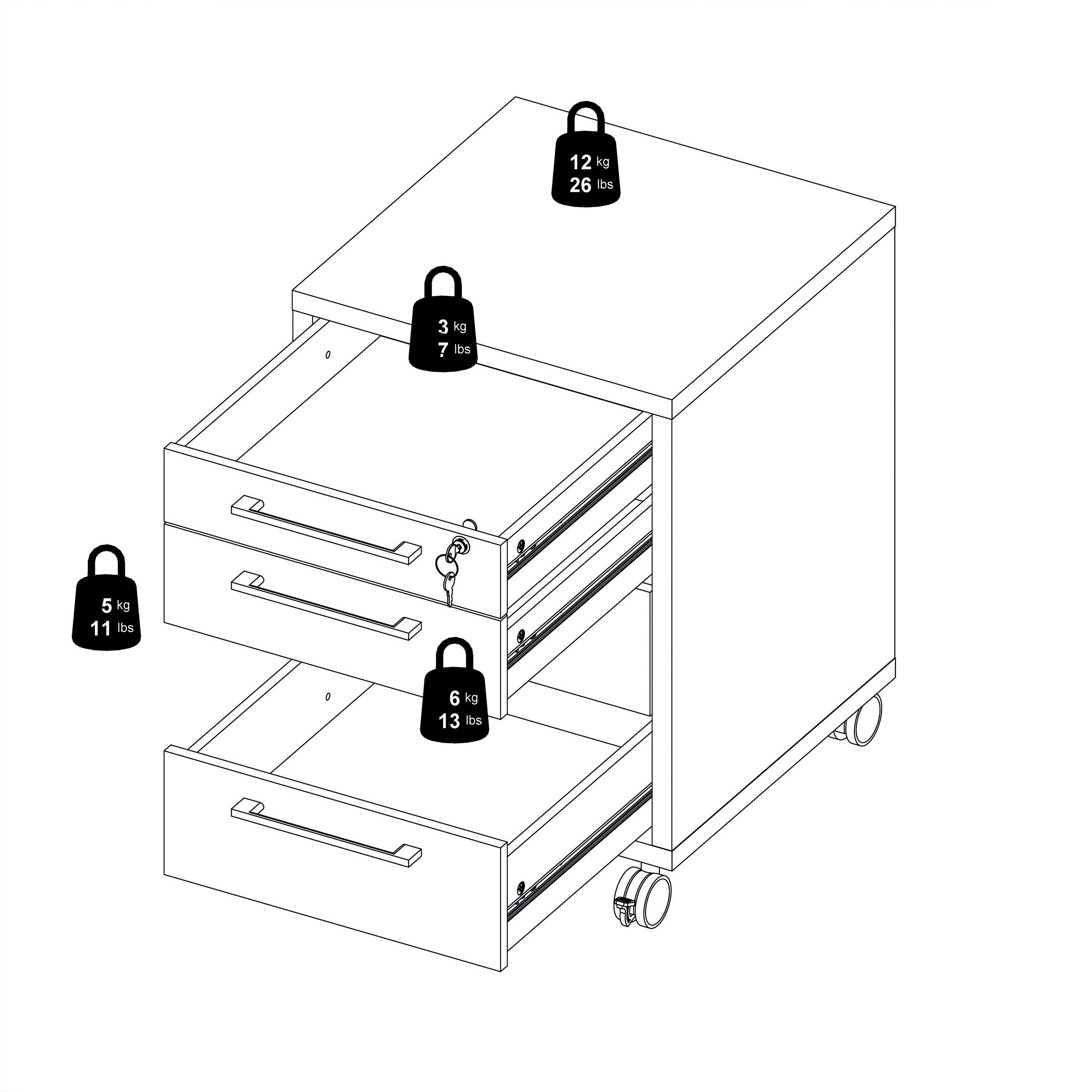 Prima Mobile Cabinet in White – FTG, view 15