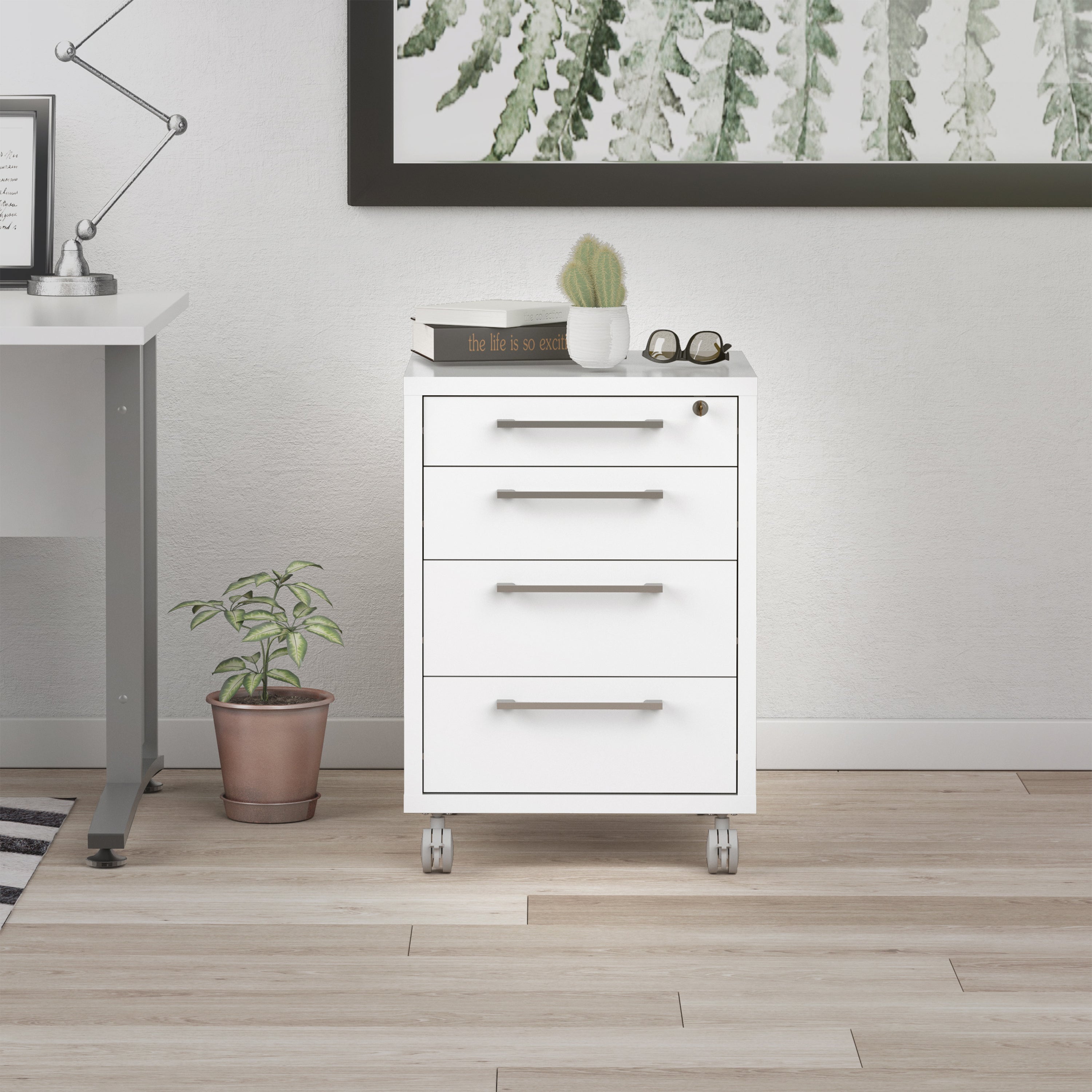 Prima Mobile Cabinet in White – FTG, view 7