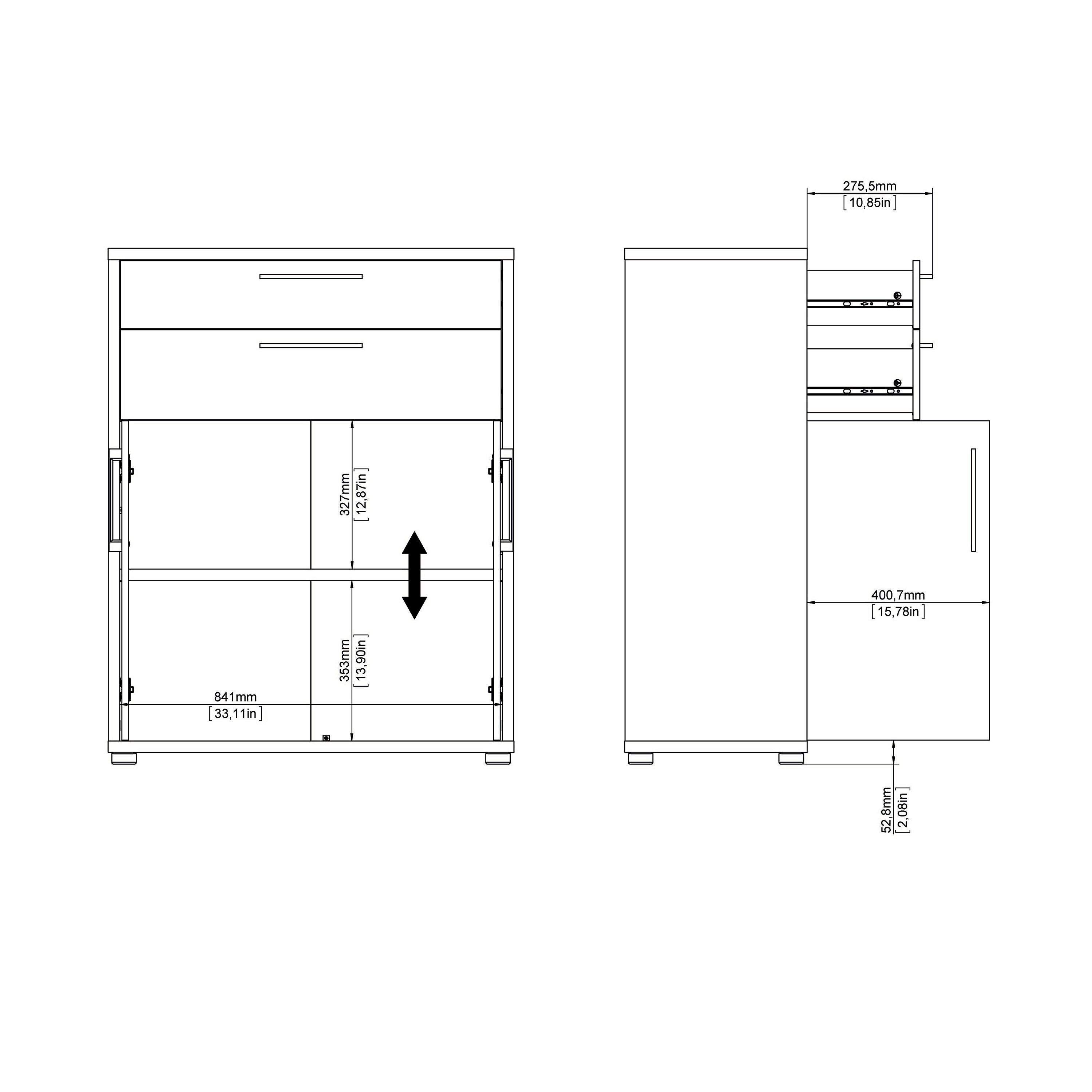 Prima Bookcase 3 Shelves with 2 Drawers 2 Doors in Oak – FTG, view 13