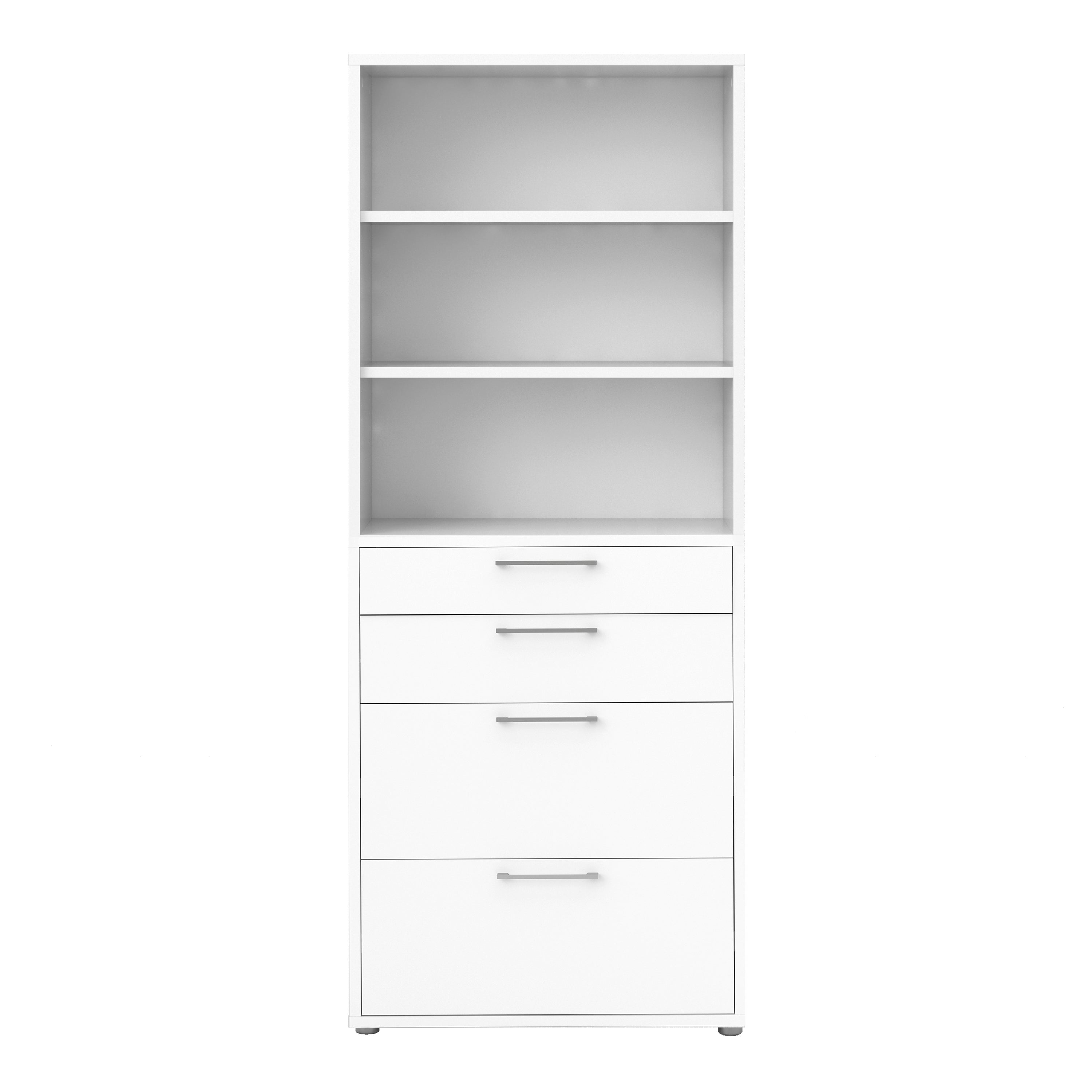 Prima Bookcase 2 Shelves with 2 Drawers 2 File Drawers in White – FTG, view 2
