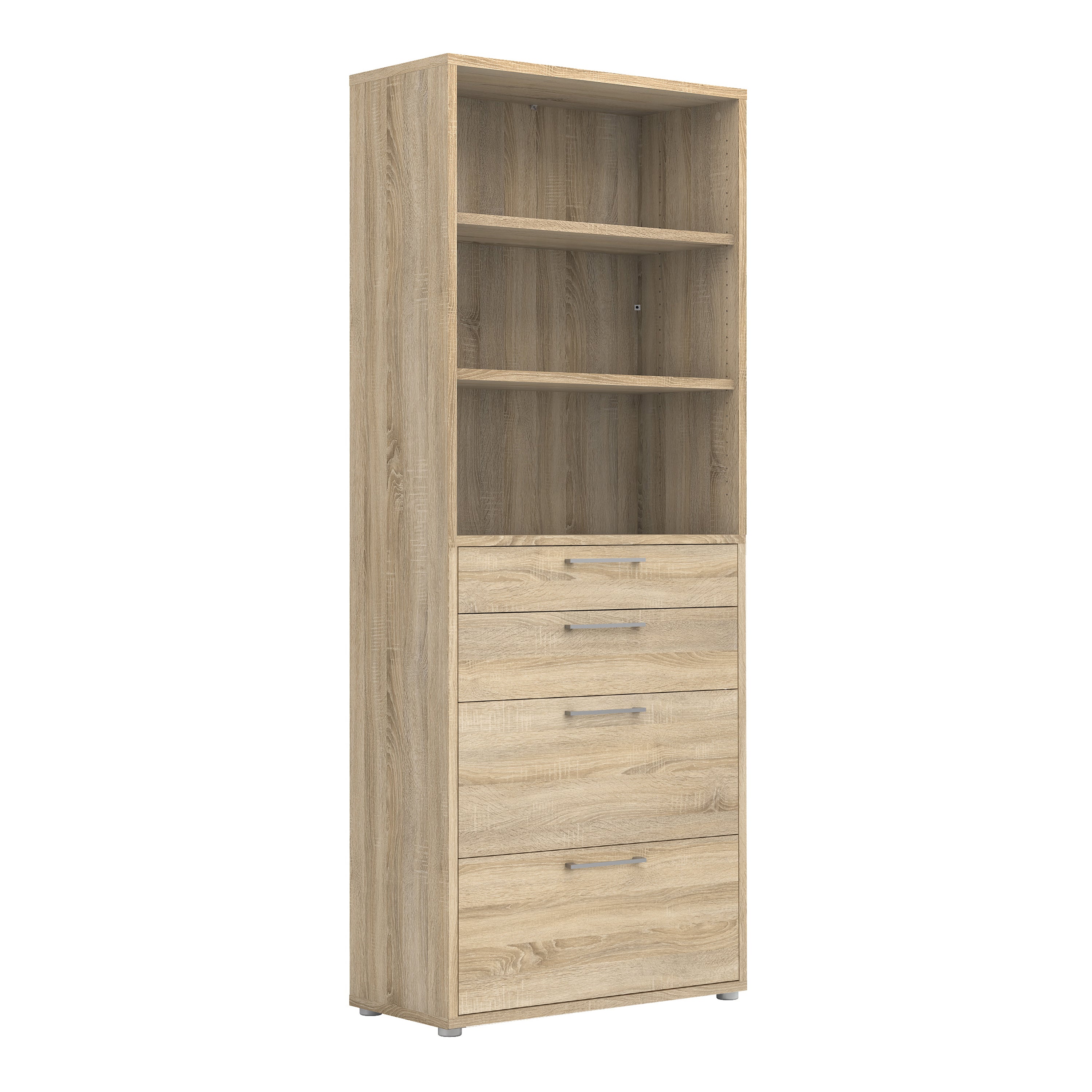 Prima Bookcase 2 Shelves With 2 Drawers 2 File Drawers In Oak – FTG