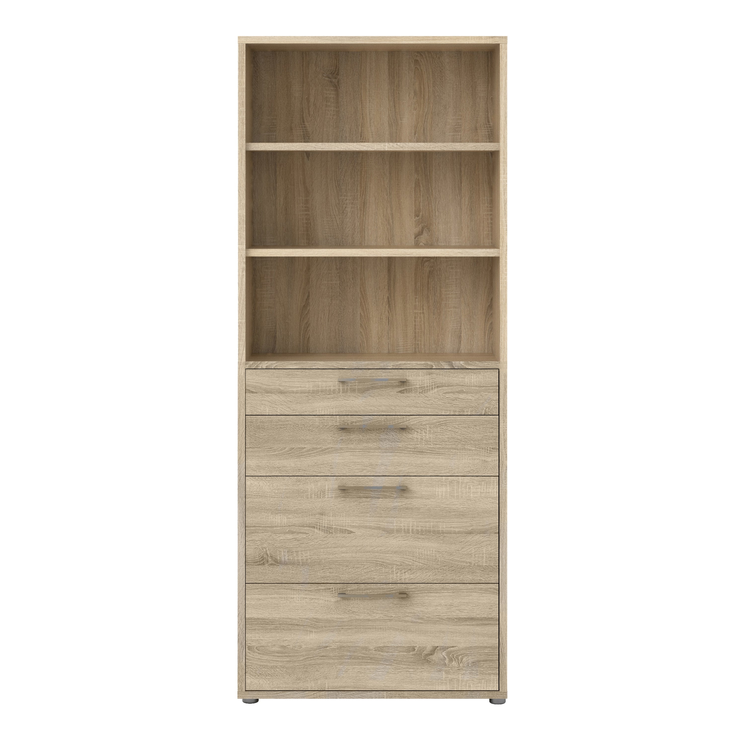 Prima Bookcase 2 Shelves With 2 Drawers 2 File Drawers In Oak – FTG, view 2