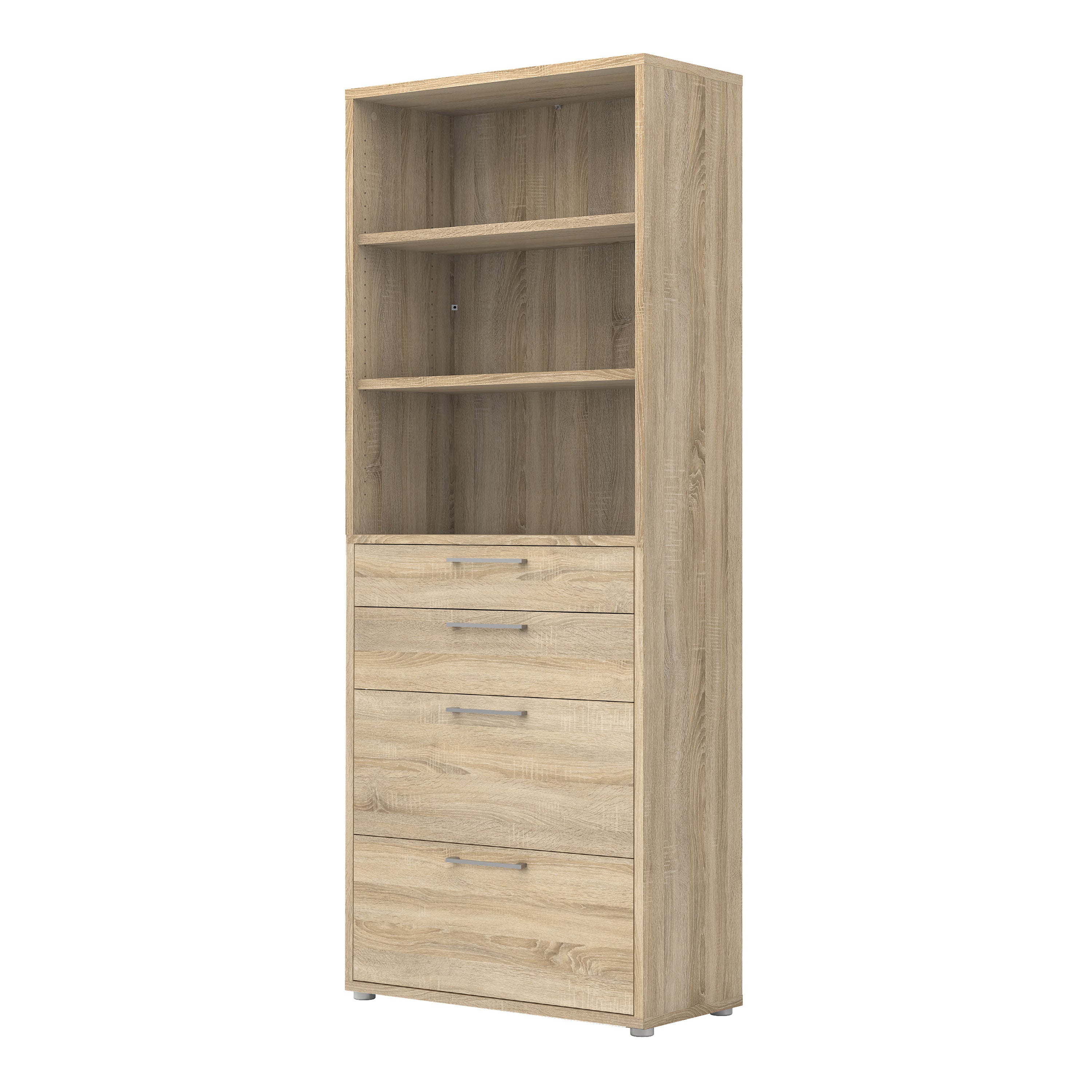 Prima Bookcase 2 Shelves With 2 Drawers 2 File Drawers In Oak – FTG, view 3