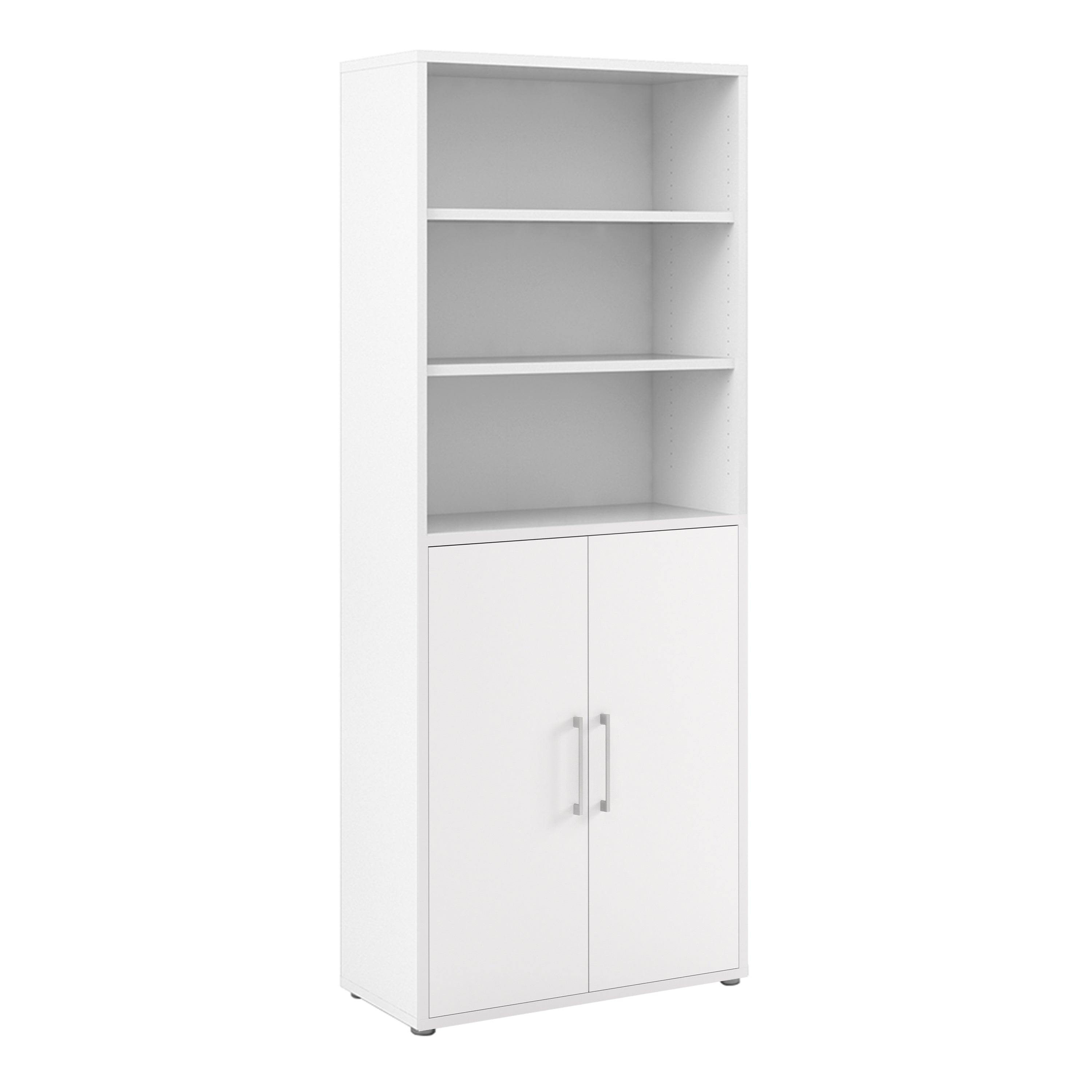 Prima Bookcase 4 Shelves with 2 Doors in White – FTG