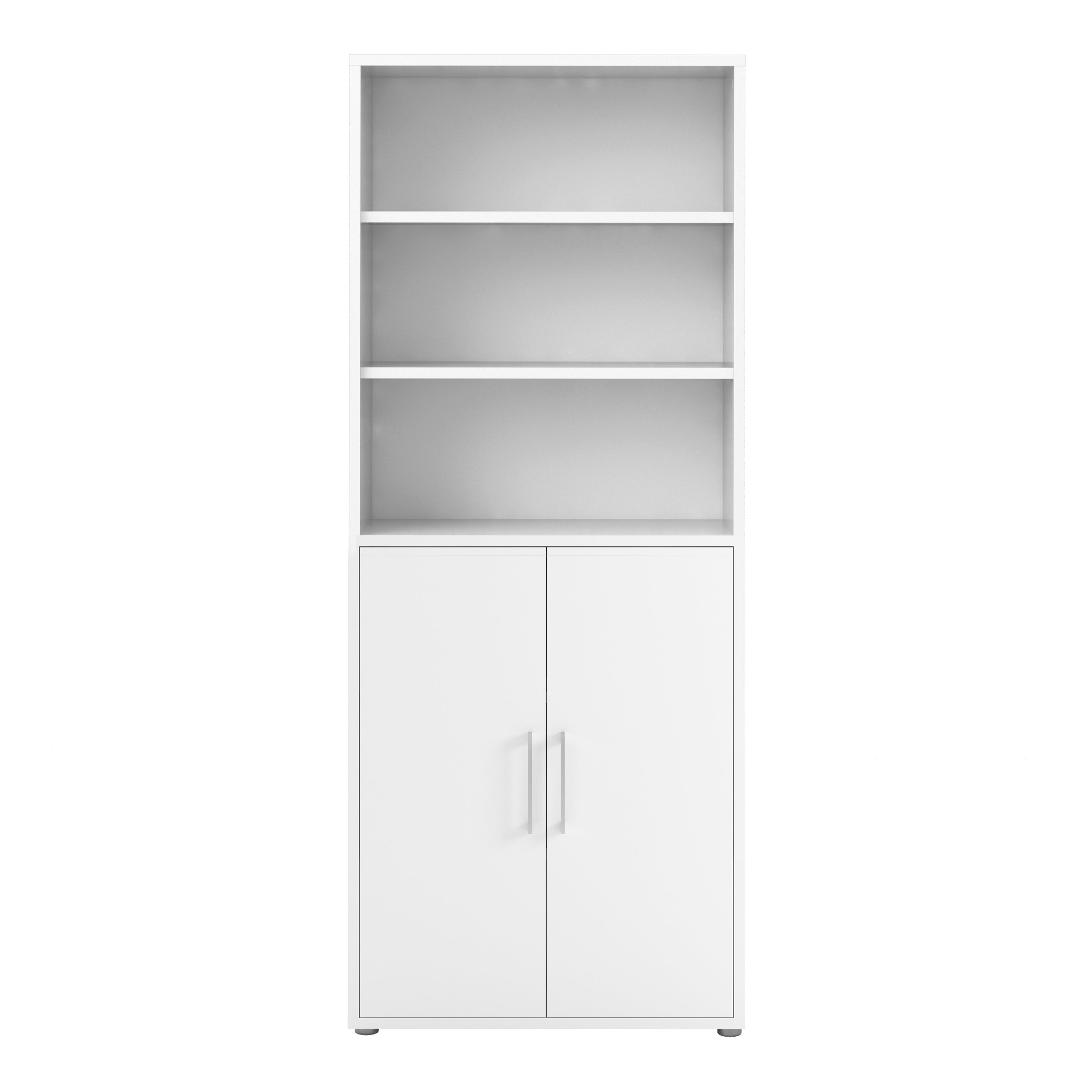 Prima Bookcase 4 Shelves with 2 Doors in White – FTG, view 2