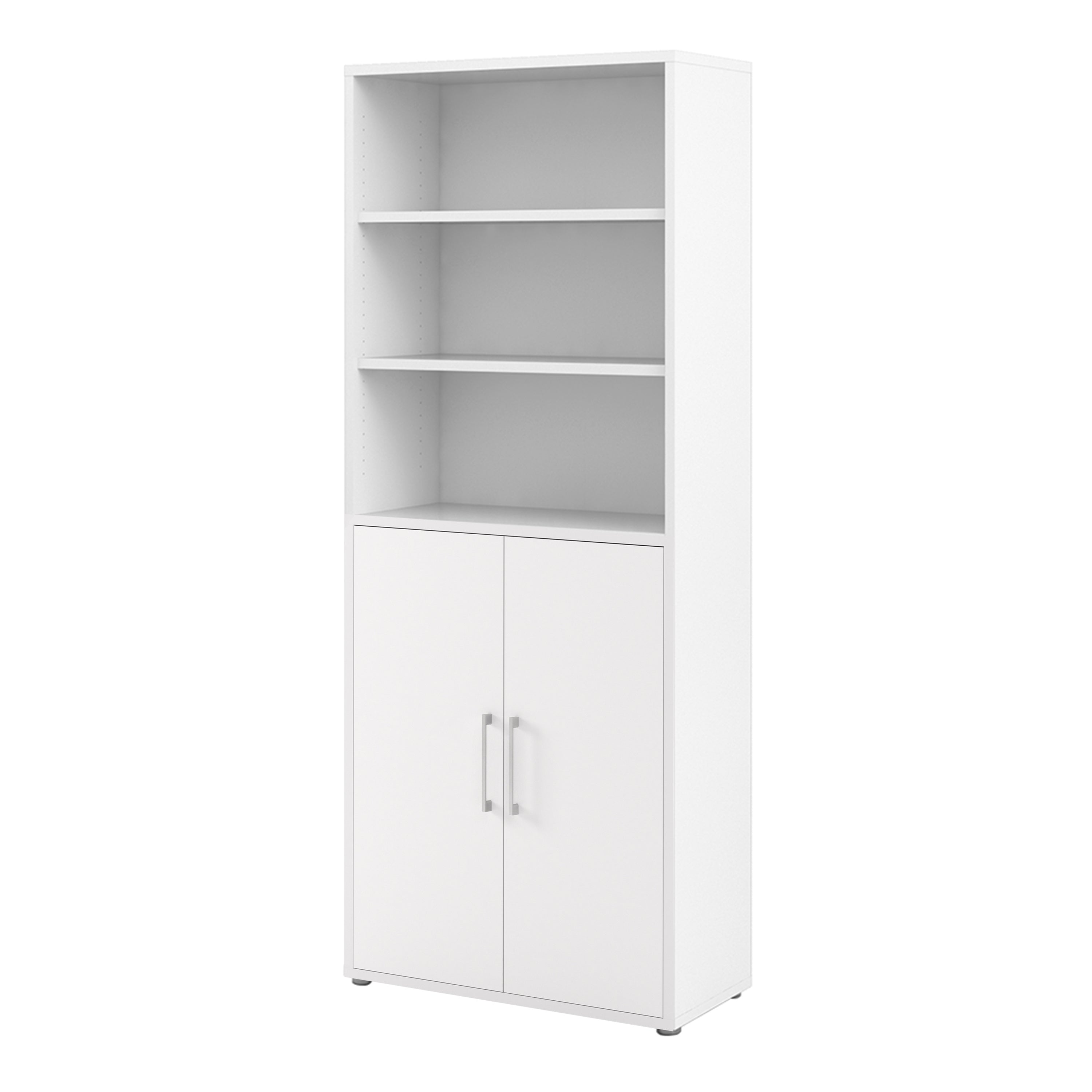 Prima Bookcase 4 Shelves with 2 Doors in White – FTG, view 3