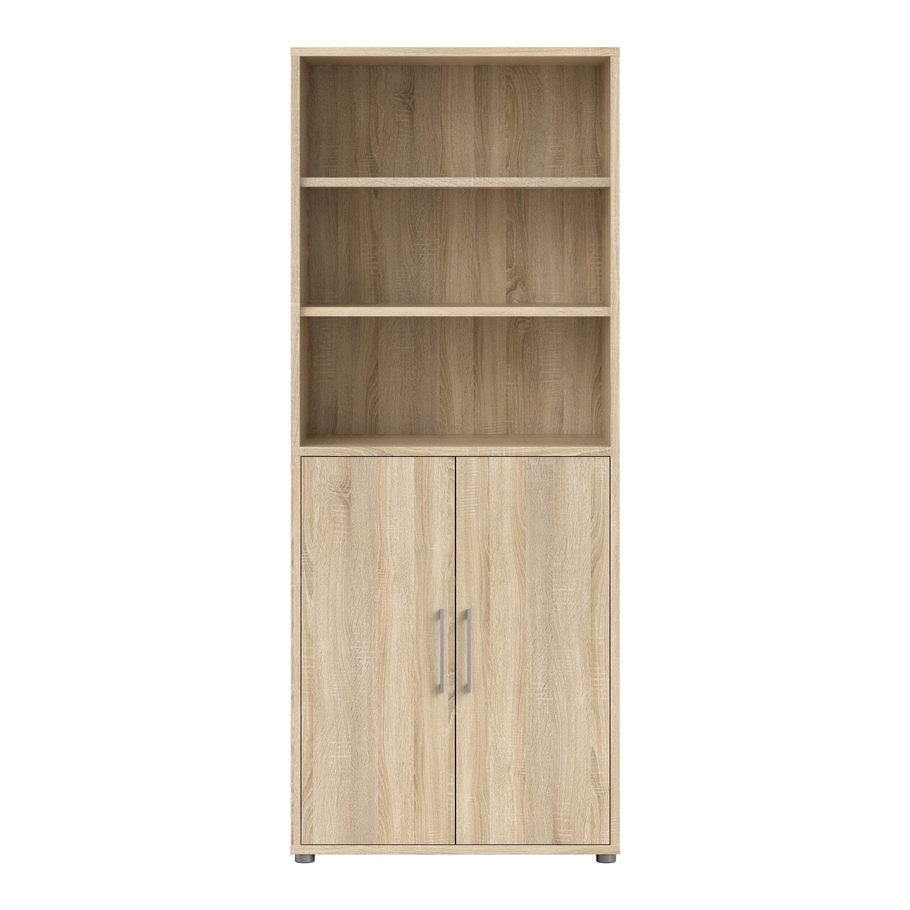 Prima Bookcase 4 Shelves with 2 Doors in Oak – FTG, view 2