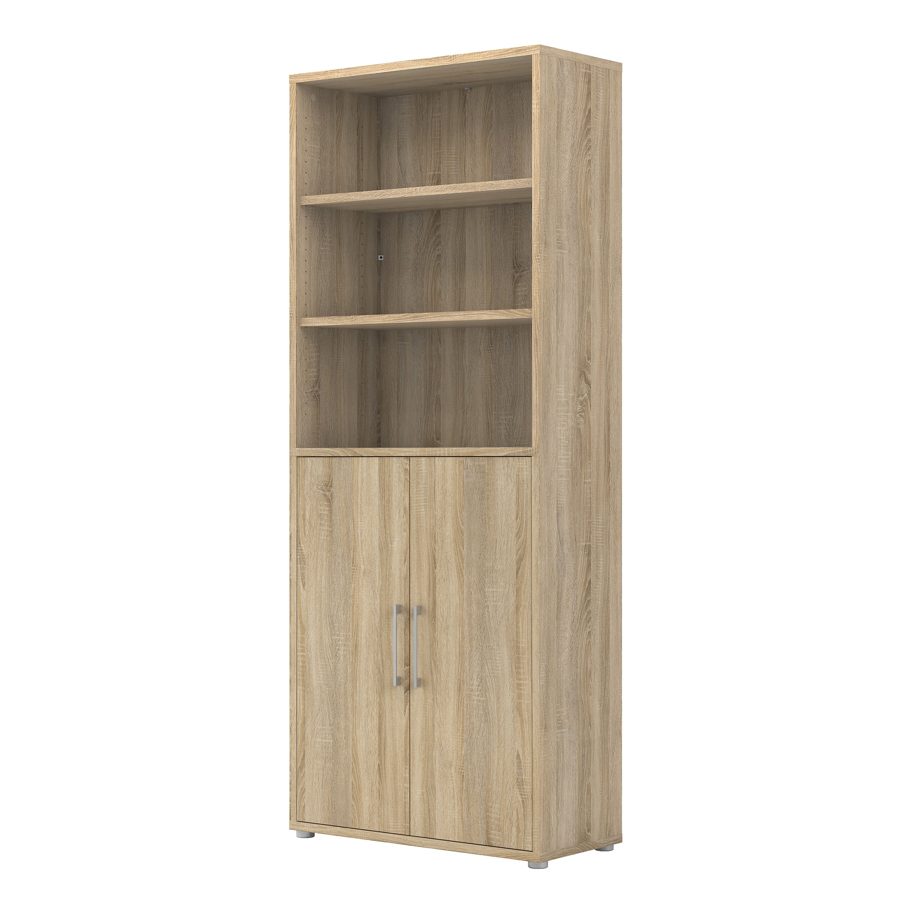 Prima Bookcase 4 Shelves with 2 Doors in Oak – FTG, view 3