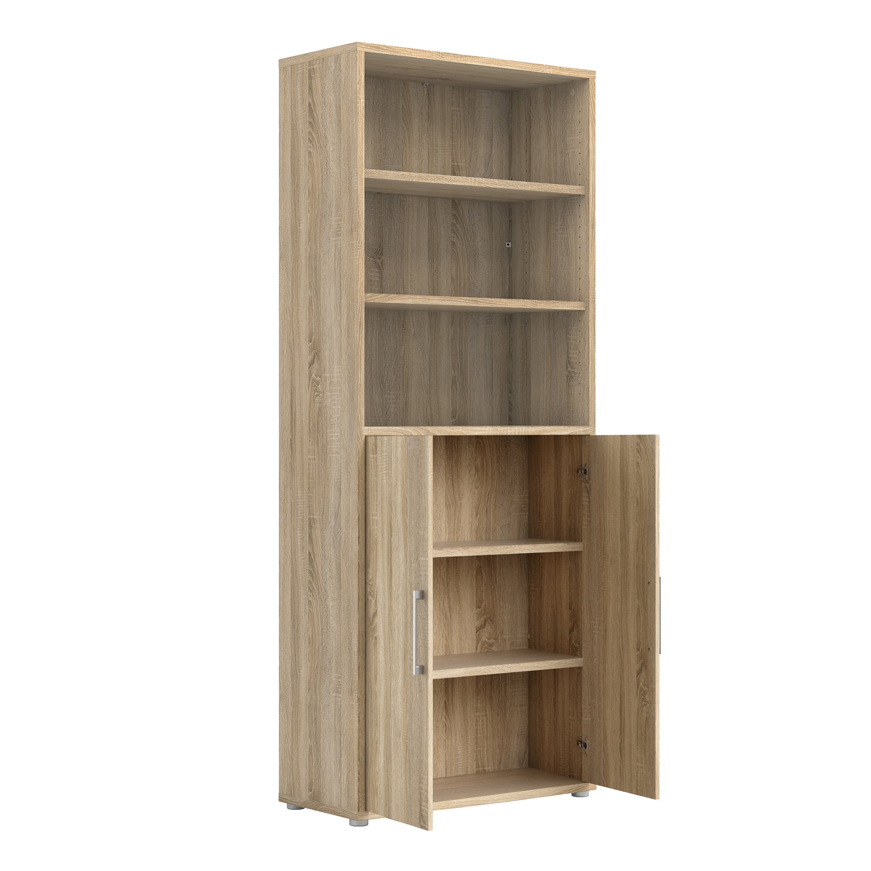 Prima Bookcase 4 Shelves with 2 Doors in Oak – FTG, view 4