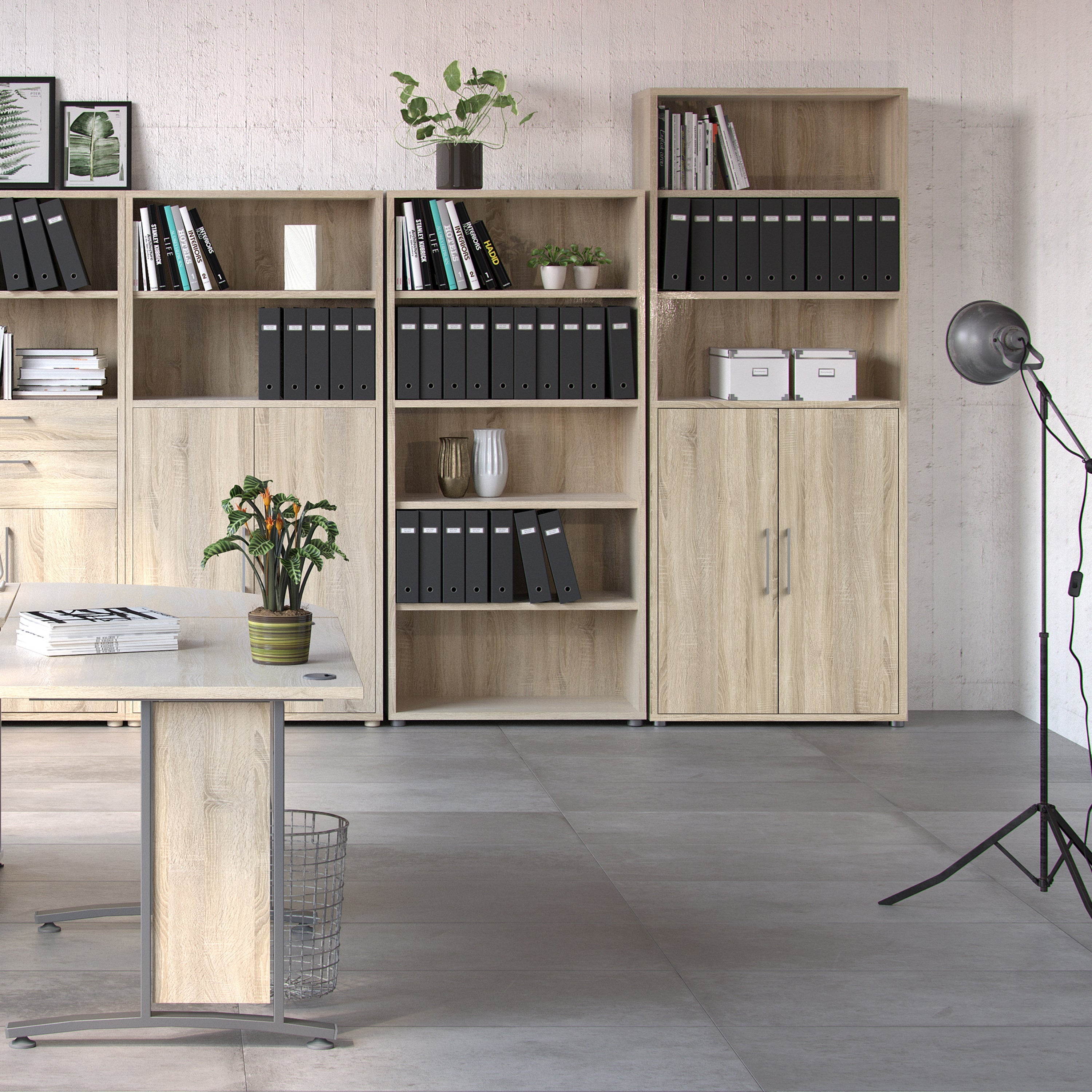 Prima Bookcase 4 Shelves with 2 Doors in Oak – FTG, view 5