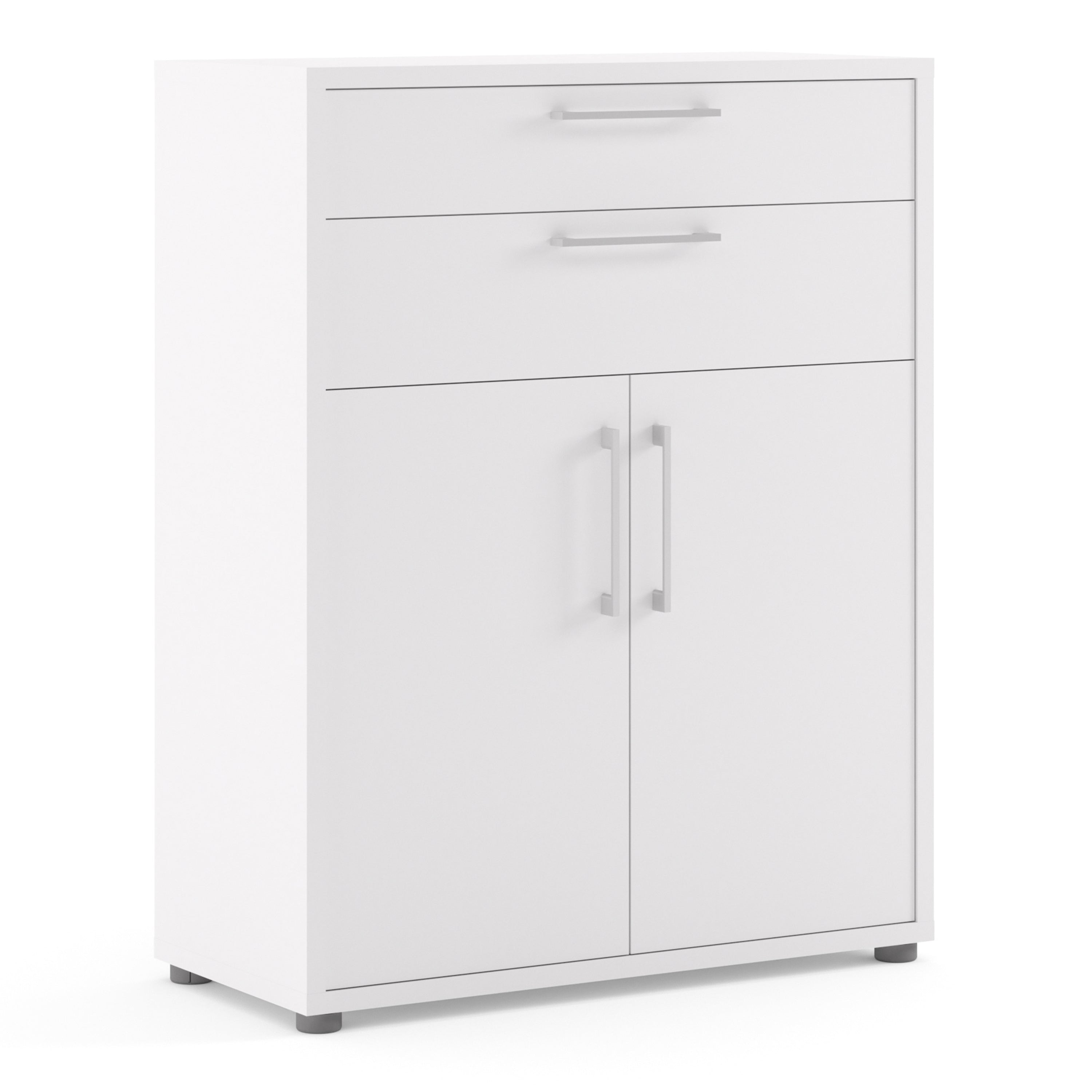 Prima Bookcase 1 Shelf With 2 Drawers 2 Doors In White – FTG