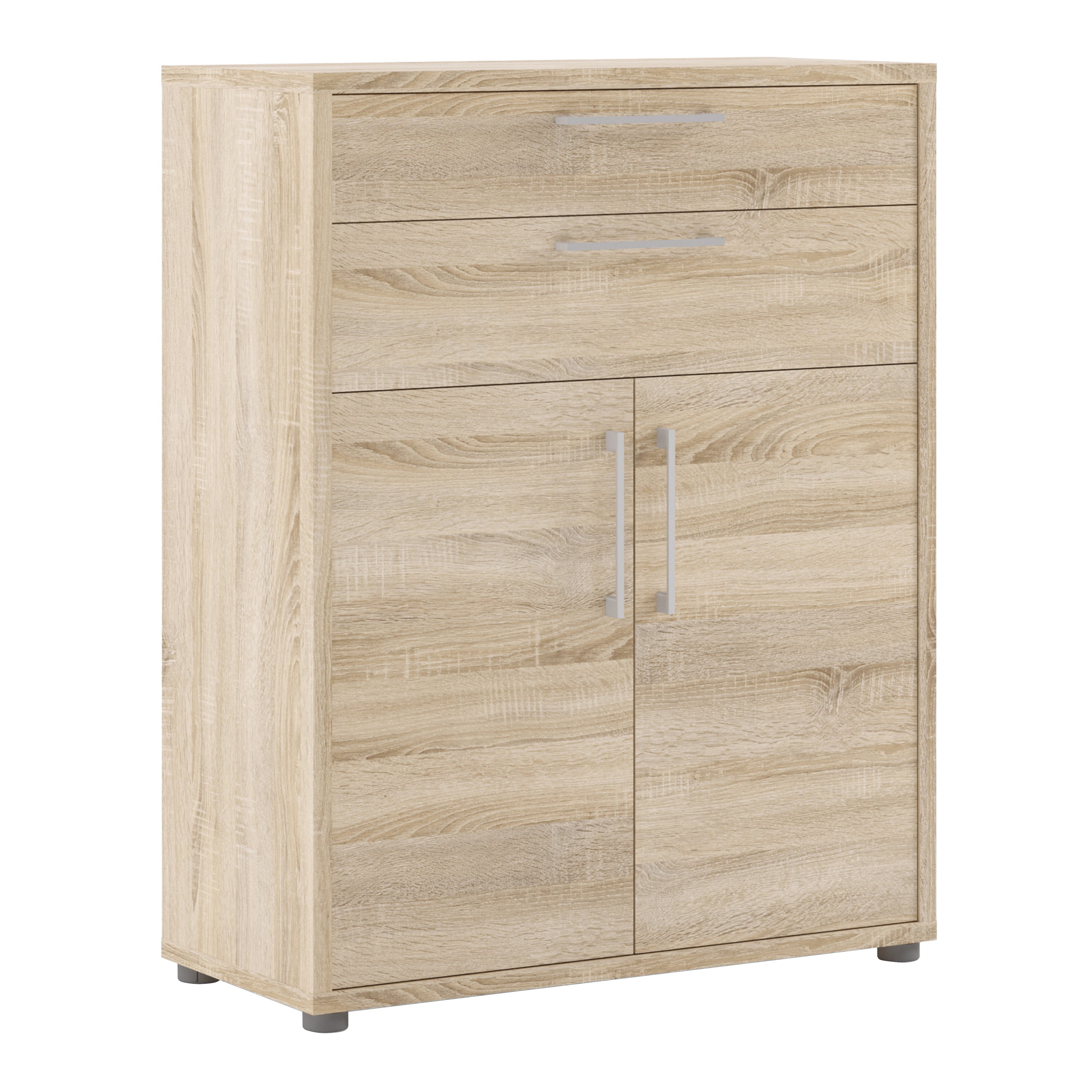Prima Bookcase 1 Shelf with 2 Drawers 2 Doors in Oak – FTG