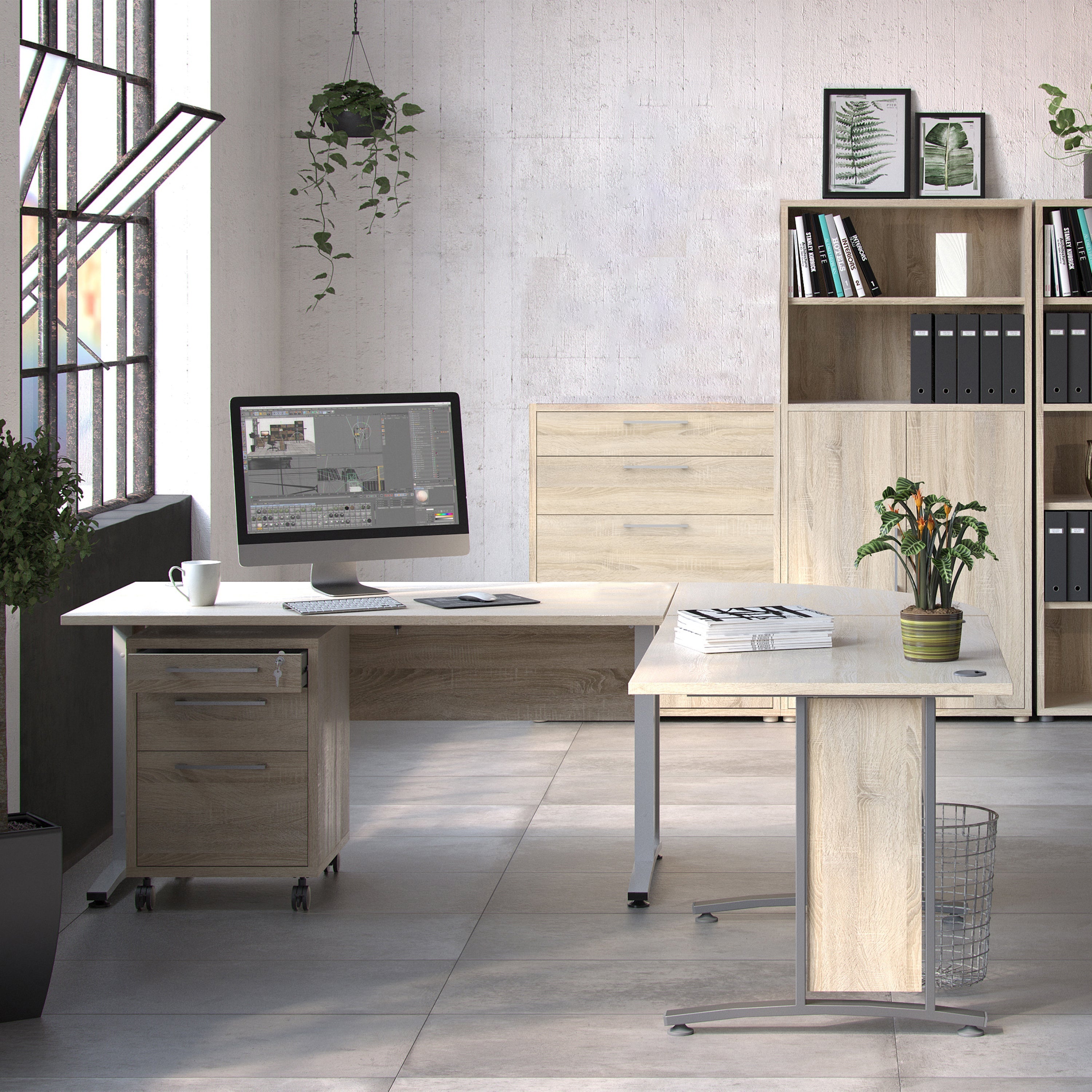Prima Office Storage with 2 Drawers 2 File Drawers In Oak – FTG, view 6