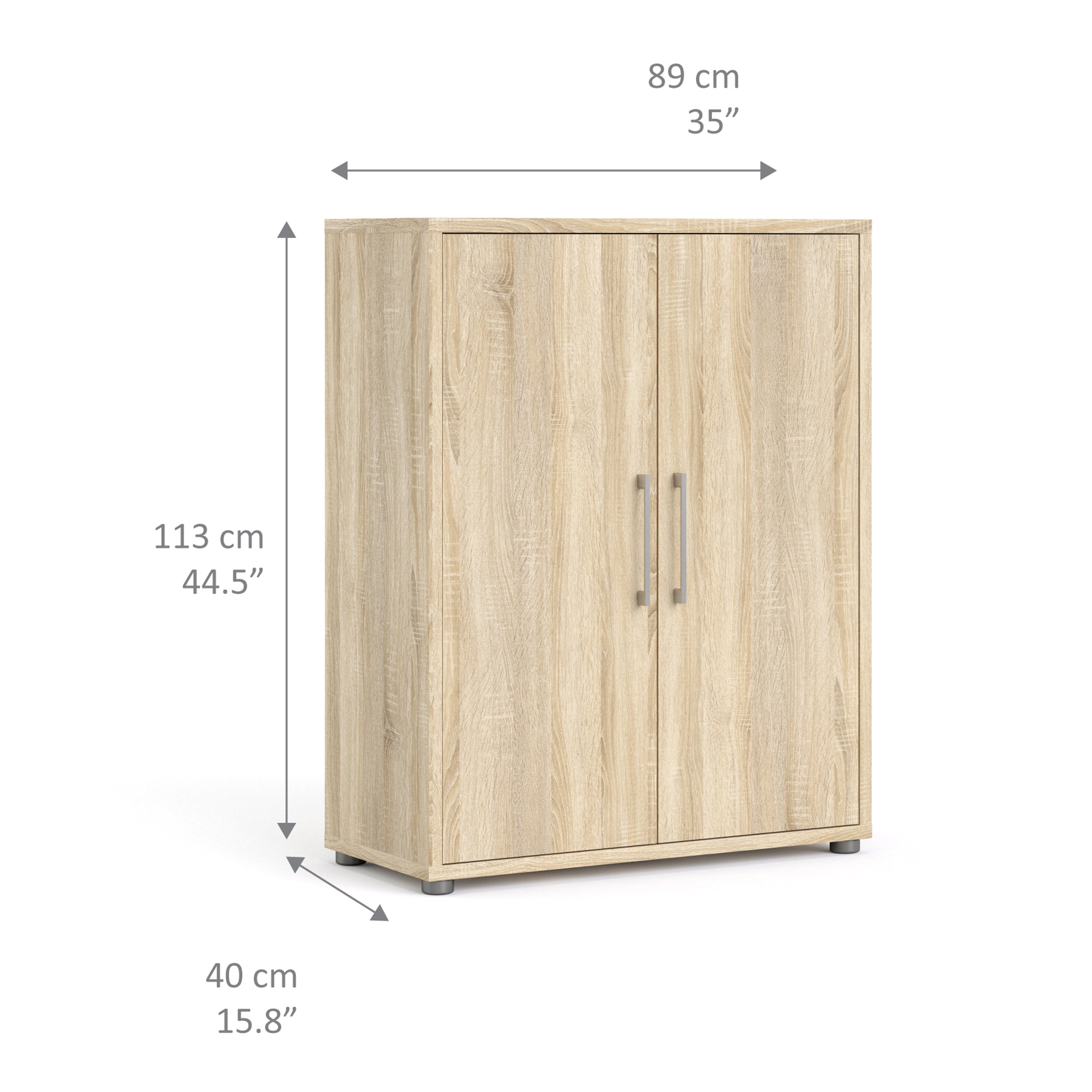 Prima Bookcase 2 Shelves with 2 Doors in Oak – FTG, view 9