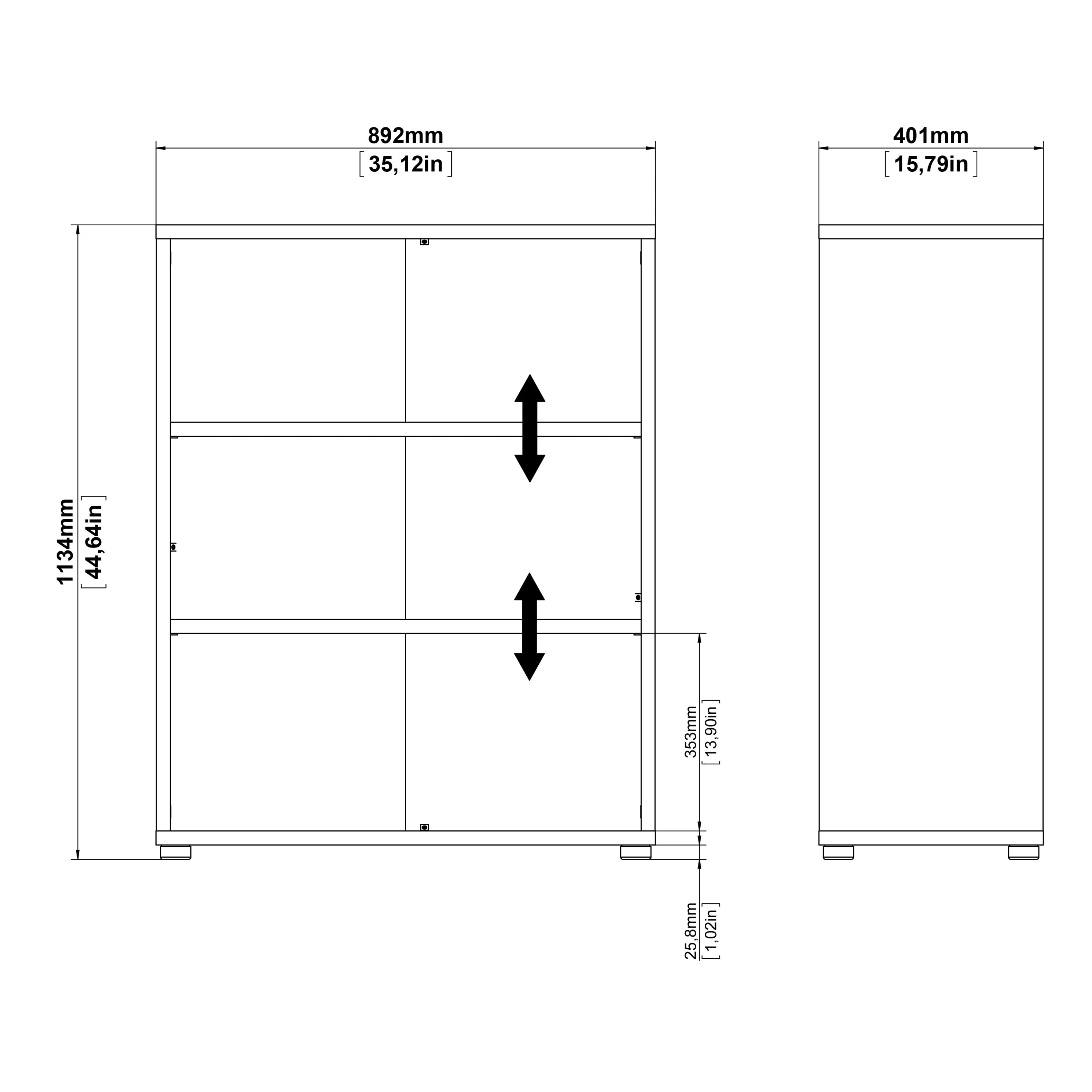 Prima Bookcase 2 Shelves in Oak – FTG, view 10