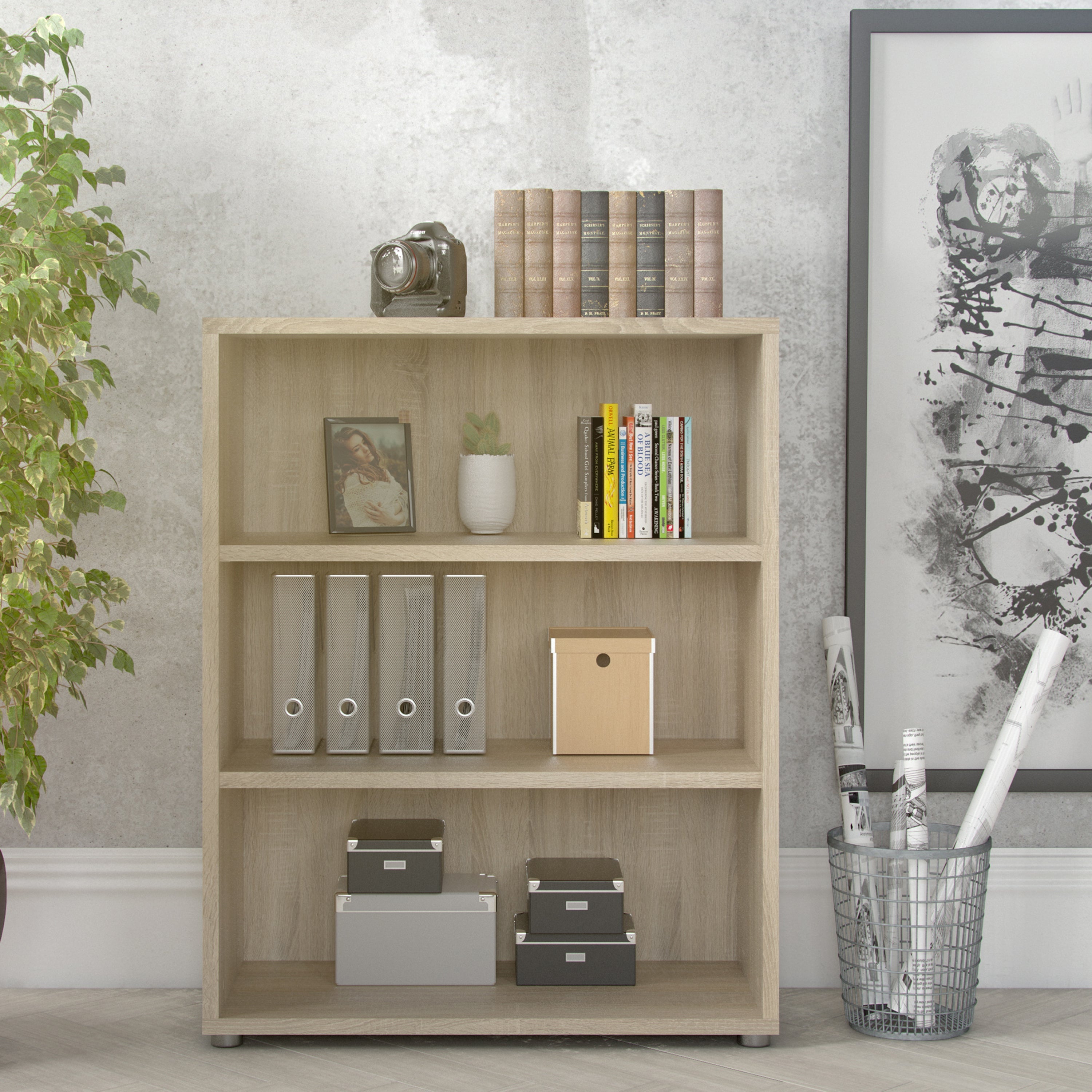 Prima Bookcase 2 Shelves in Oak – FTG, view 4