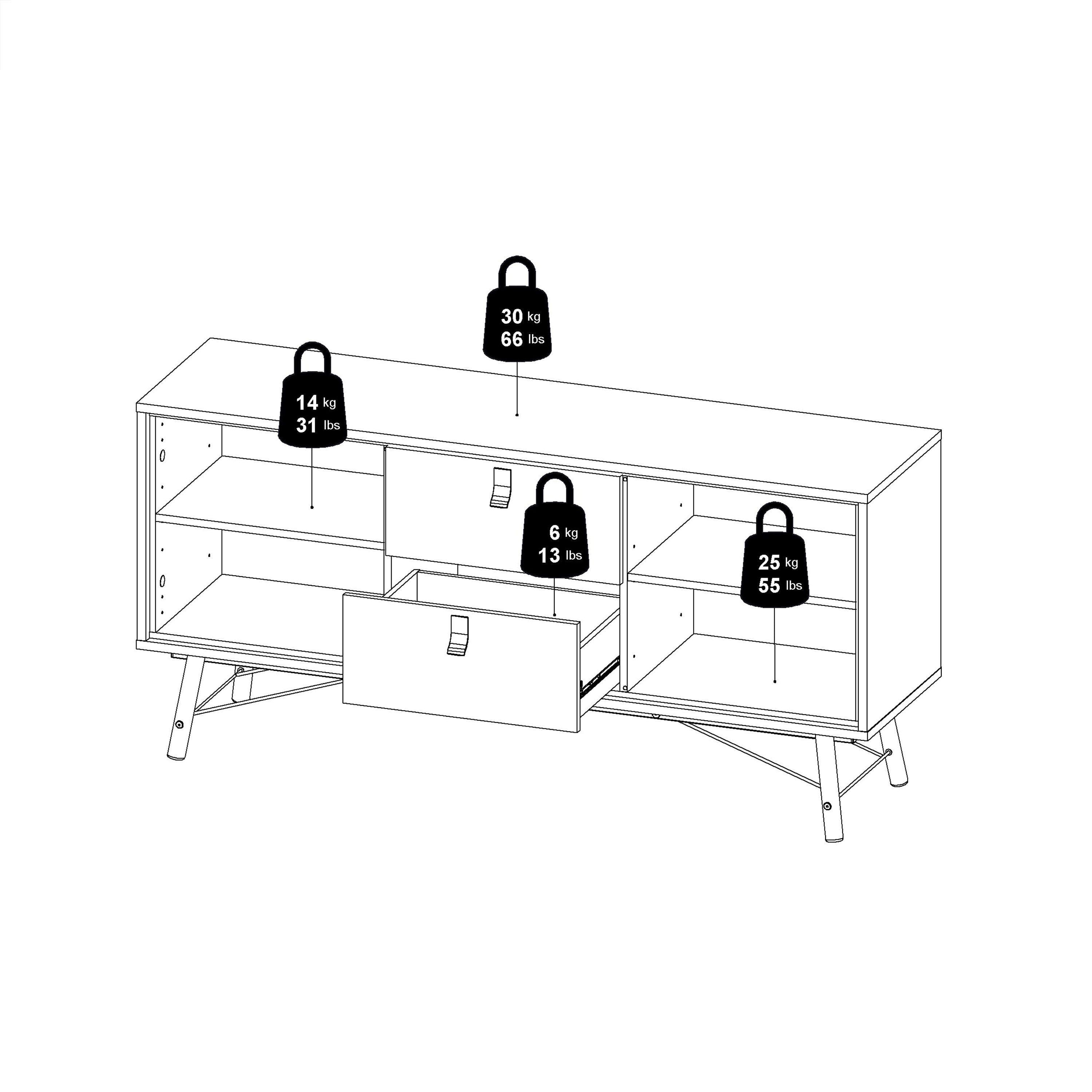 Ry Sideboard 2 Doors 2 Drawers in Matt Black Walnut – FTG, view 12