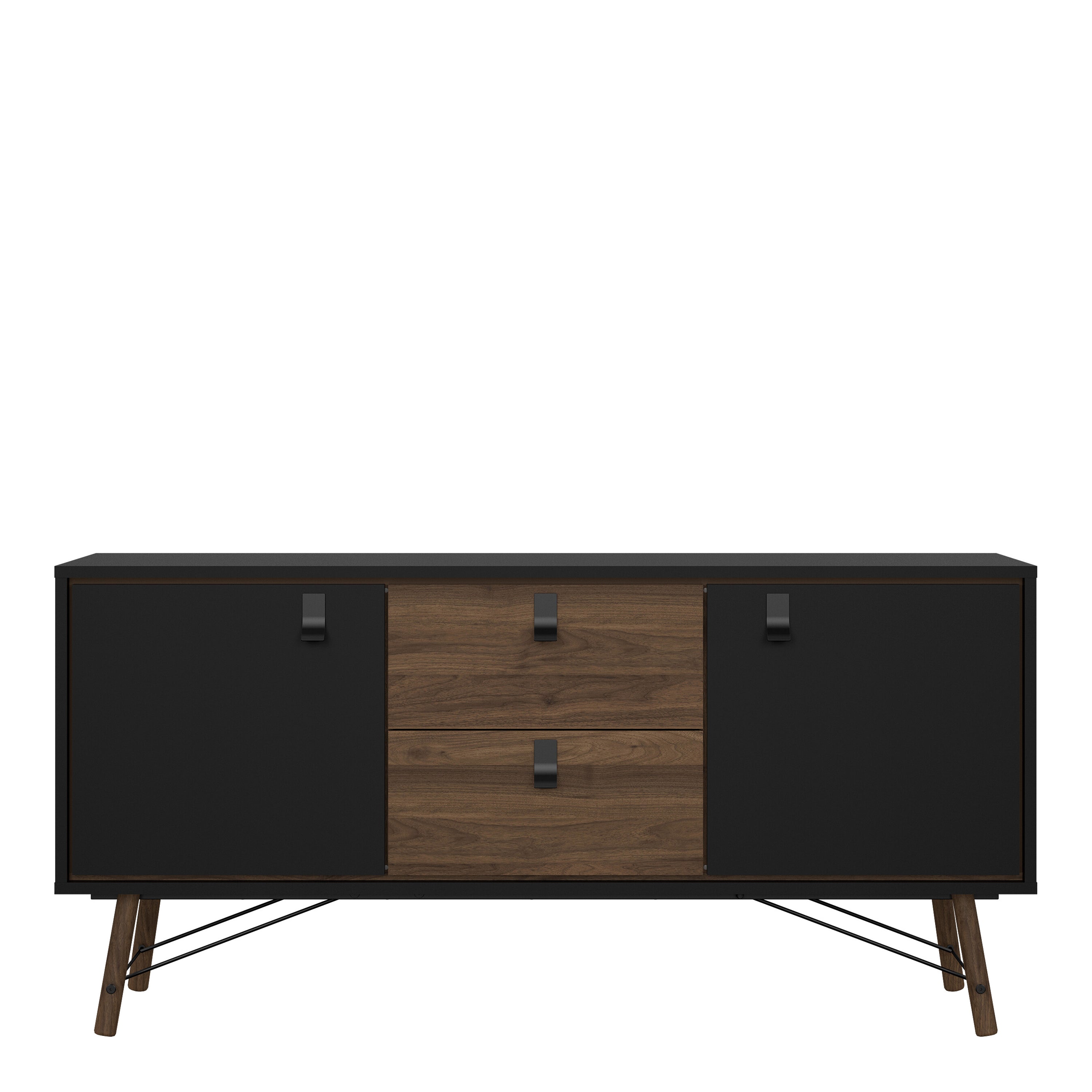 Ry Sideboard 2 Doors 2 Drawers in Matt Black Walnut – FTG, view 2