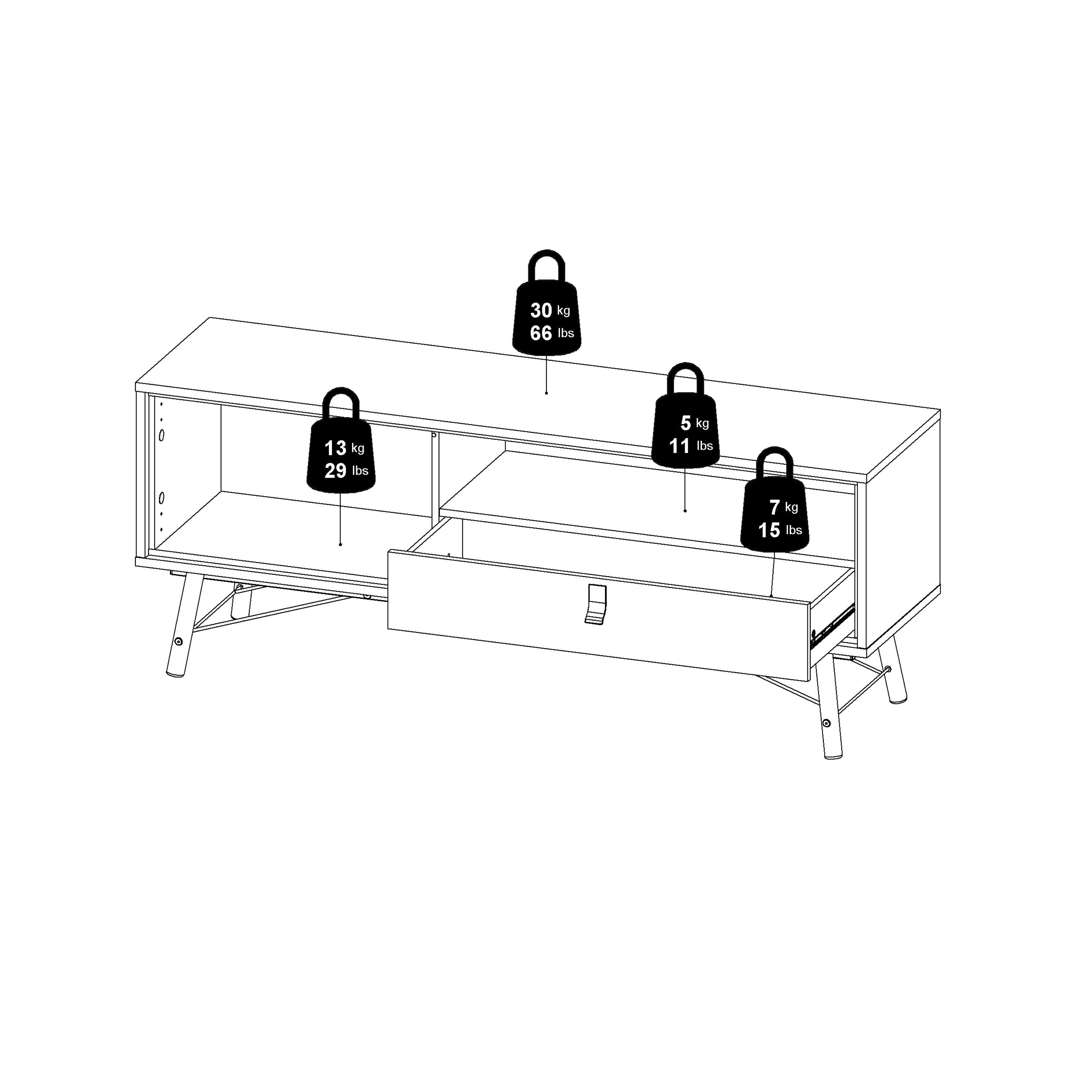 Ry TV Unit 1 Door 1 Drawer in Matt Black Walnut – FTG, view 13