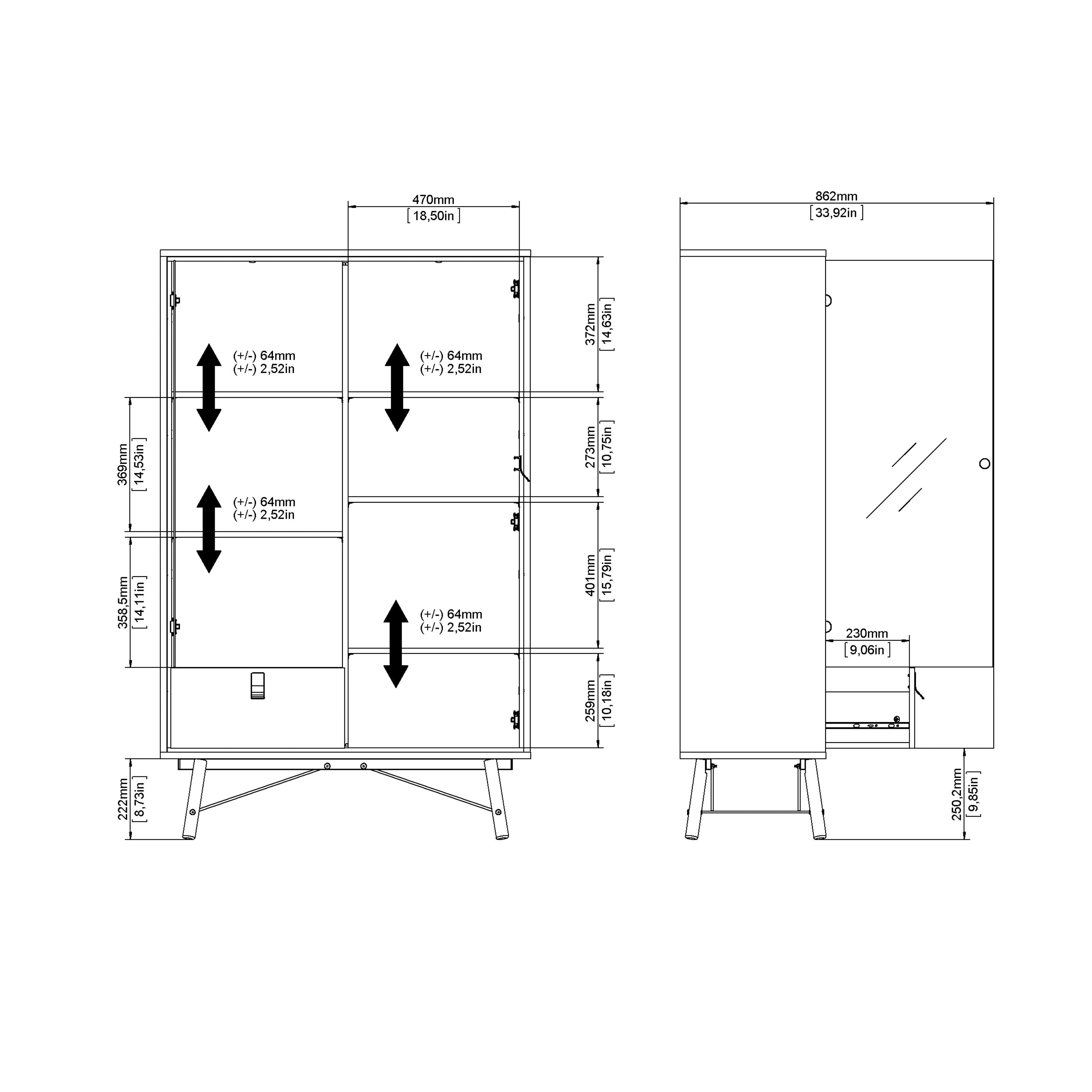 Ry China Cabinet 1 Door 1 Glass Door 1 Drawer in Matt White – FTG, view 13
