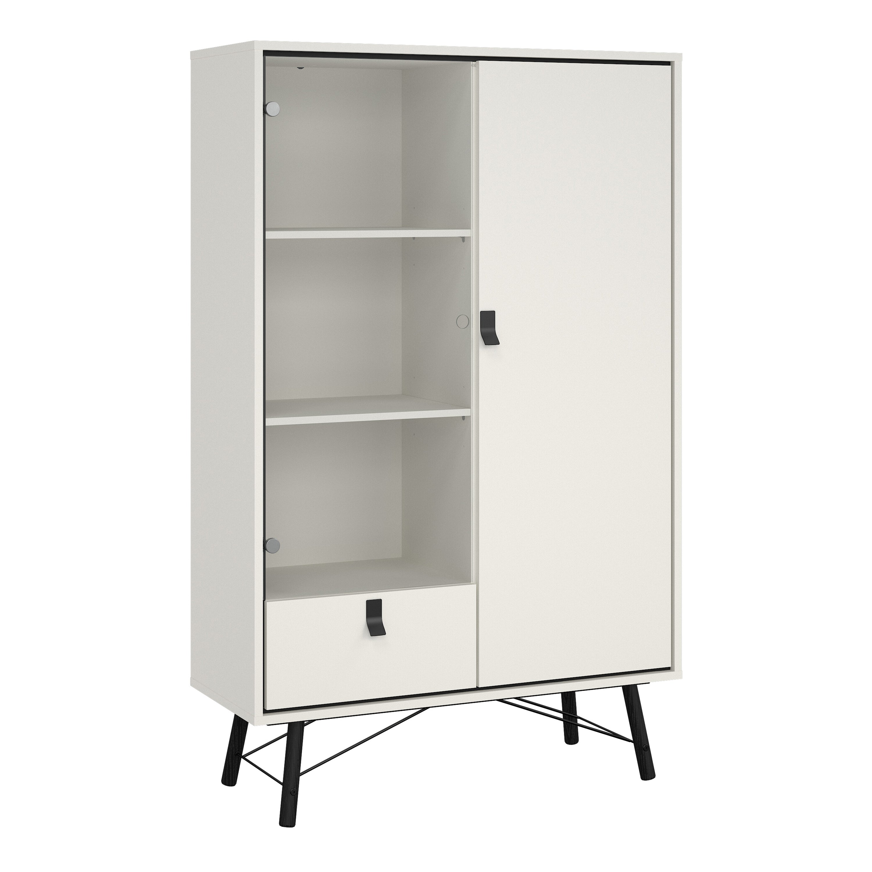 Ry China Cabinet 1 Door 1 Glass Door 1 Drawer in Matt White – FTG